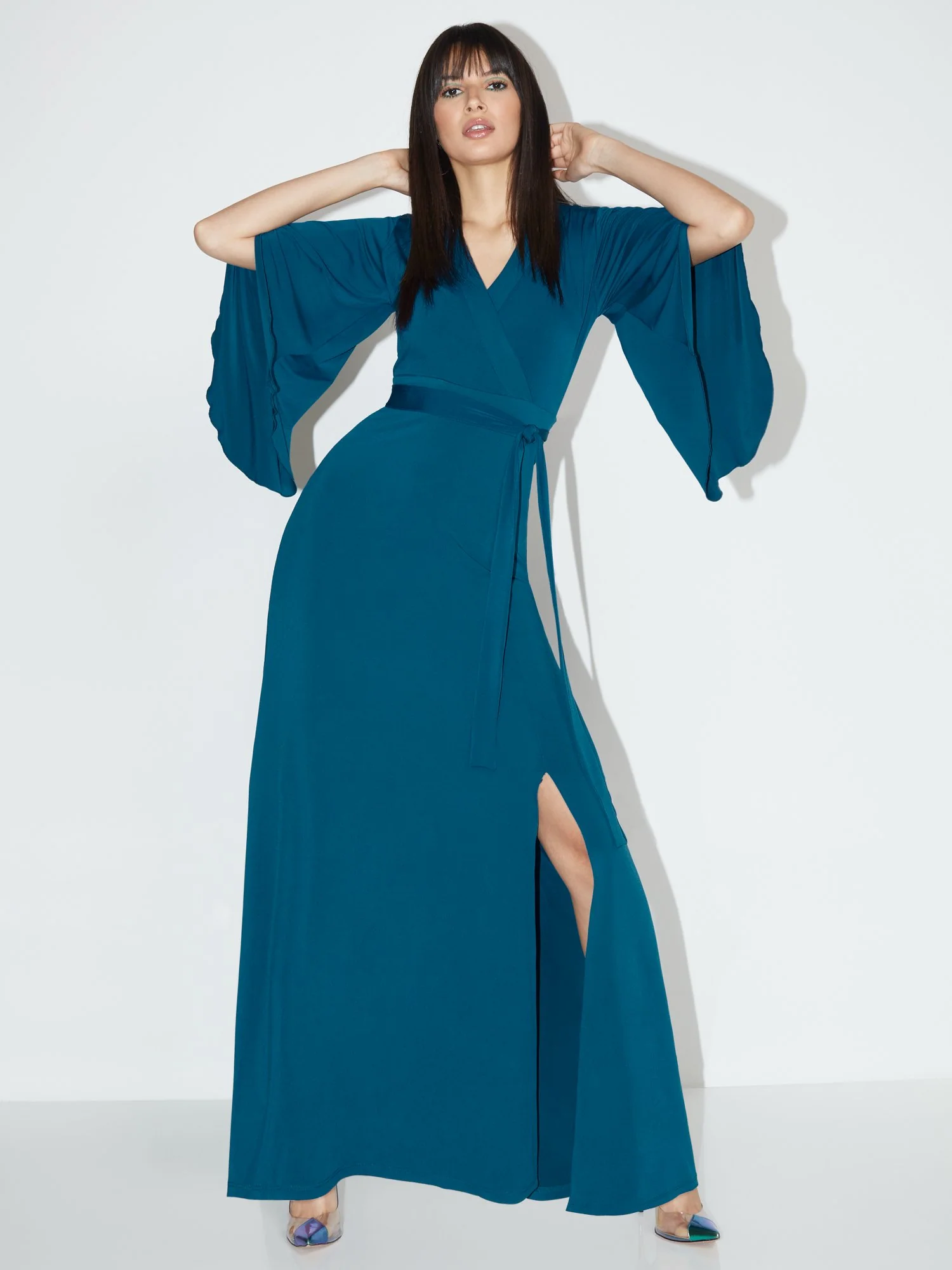 Tall V-Neck Bell-Sleeve Kimono Maxi Dress - NY&C Style System - Image 5