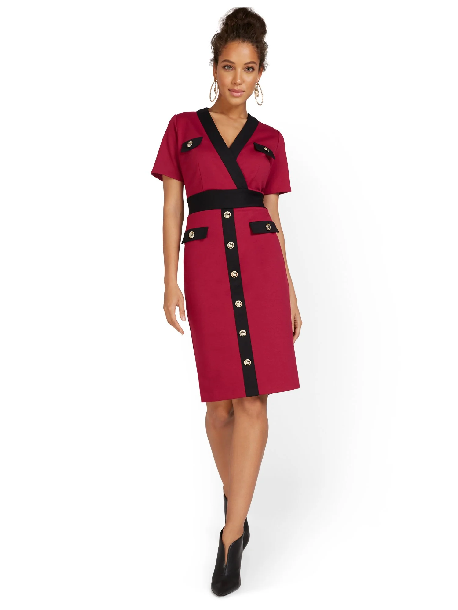 Tall V-Neck Colorblock Ponte Dress - Image 6