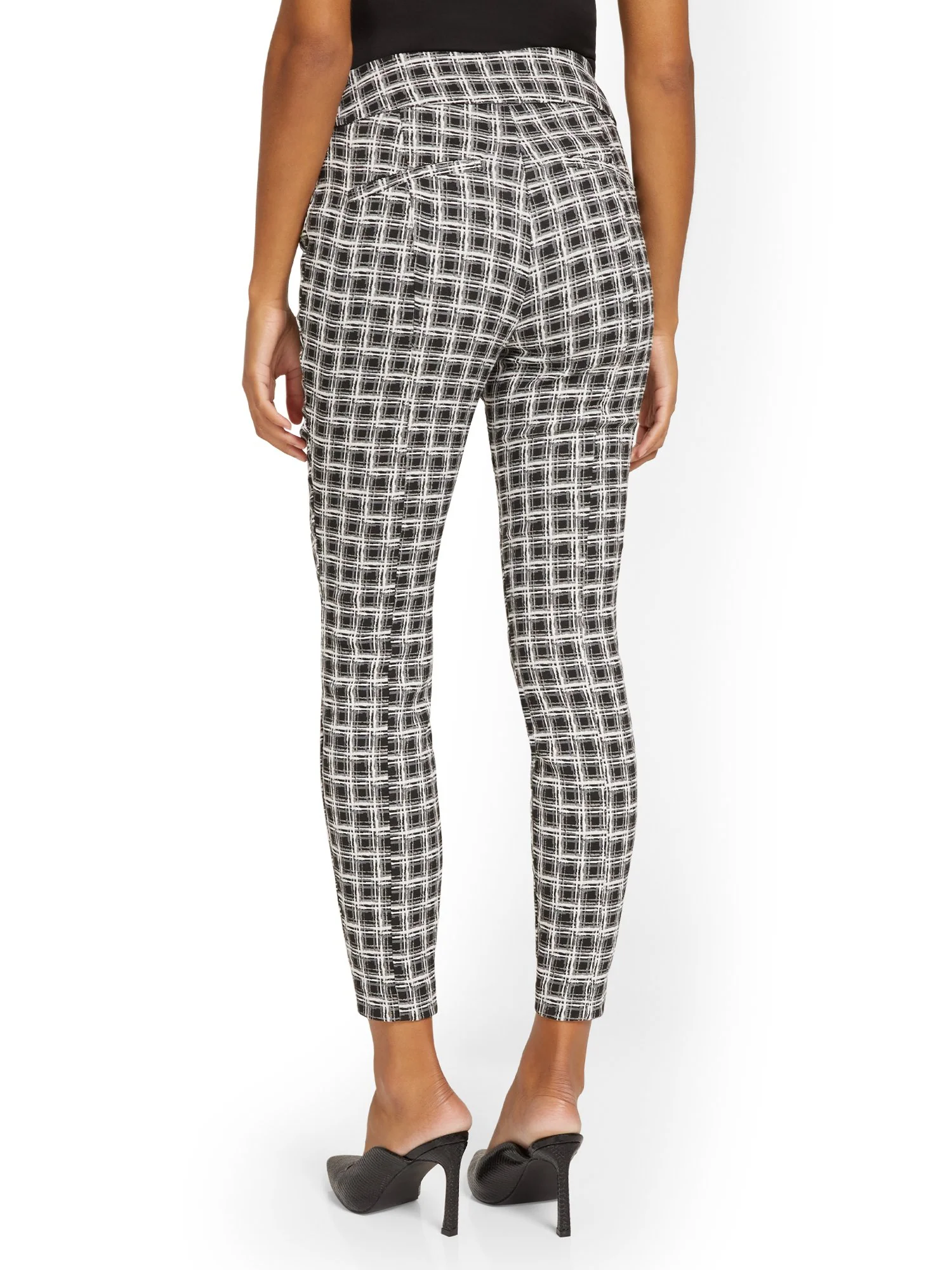 Tall Whitney High-Waisted Pull-On Slim-Leg Ankle Pant - Check-Print - Image 3