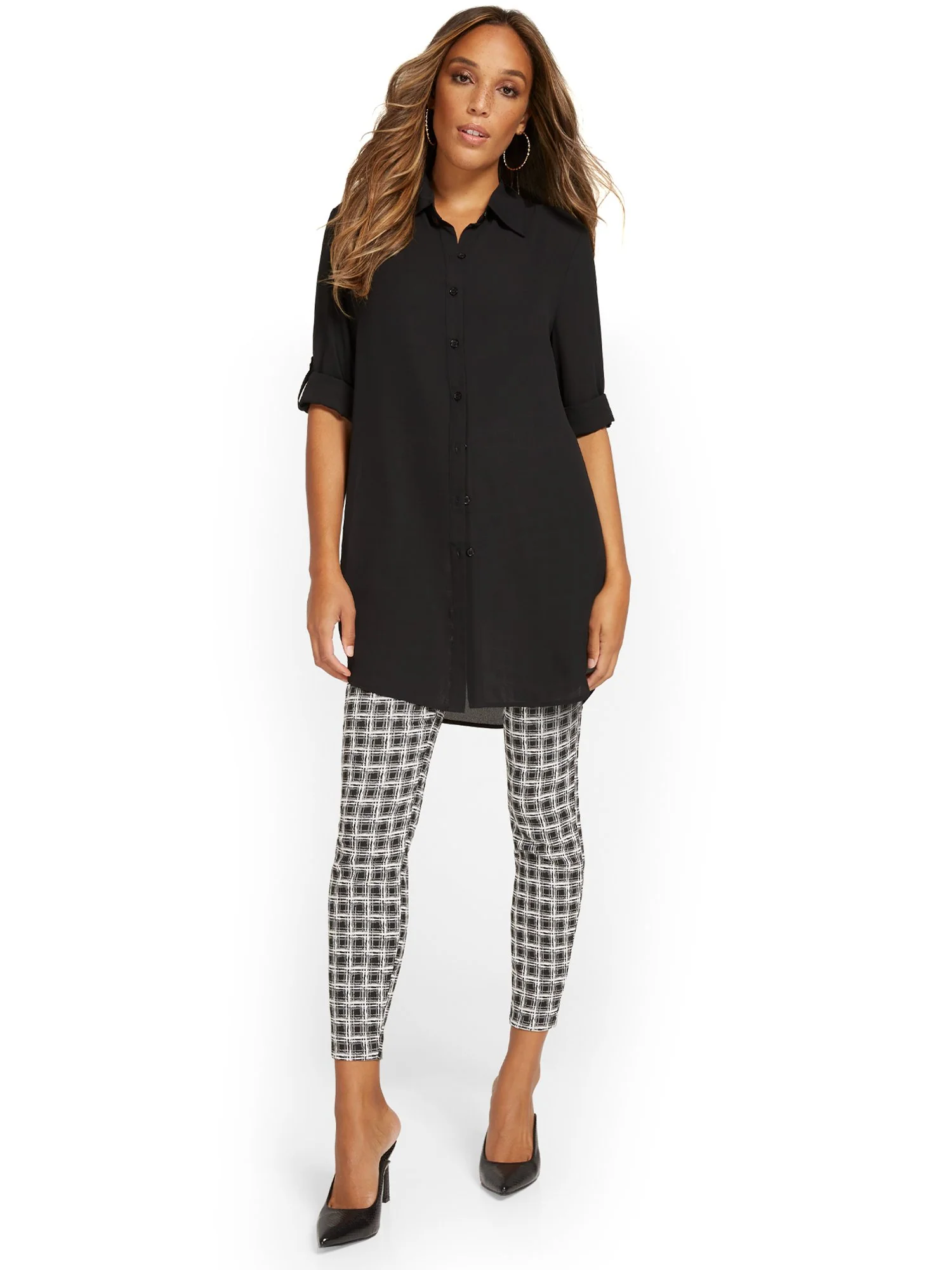 Tall Whitney High-Waisted Pull-On Slim-Leg Ankle Pant - Check-Print - Image 4