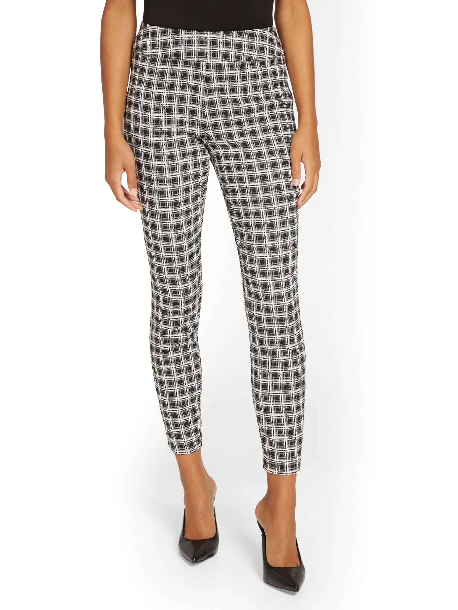Tall Whitney High-Waisted Pull-On Slim-Leg Ankle Pant - Check-Print - Image 5