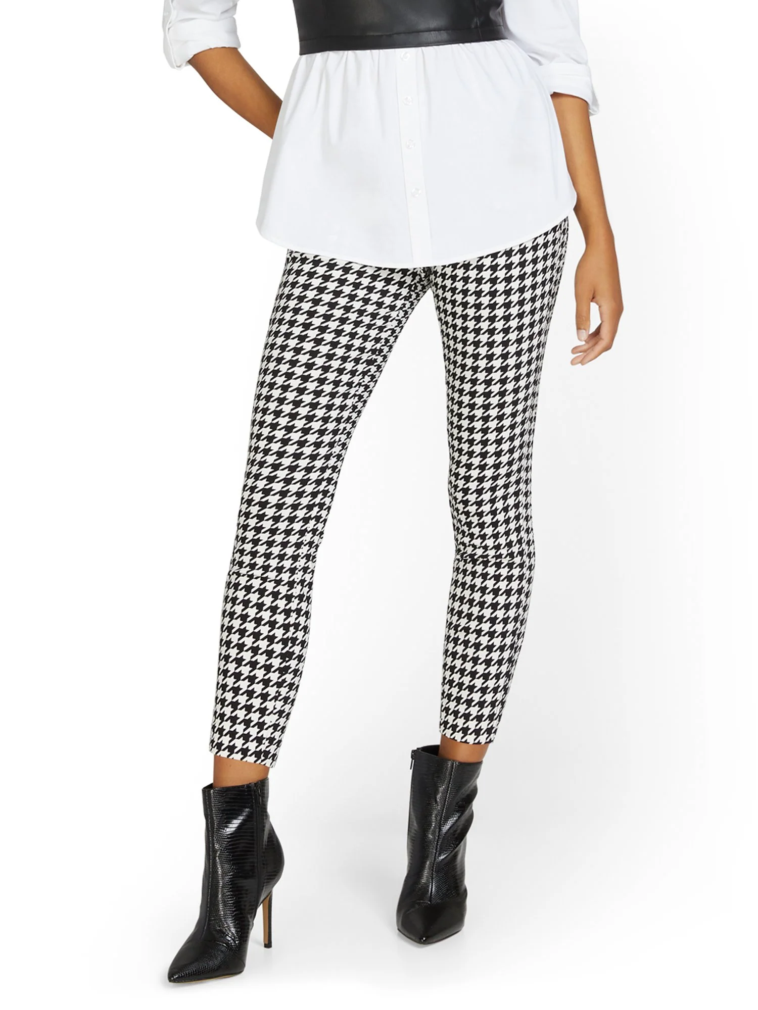 Tall Whitney High-Waisted Pull-On Slim-Leg Ankle Pant - Houndstooth - Image 2