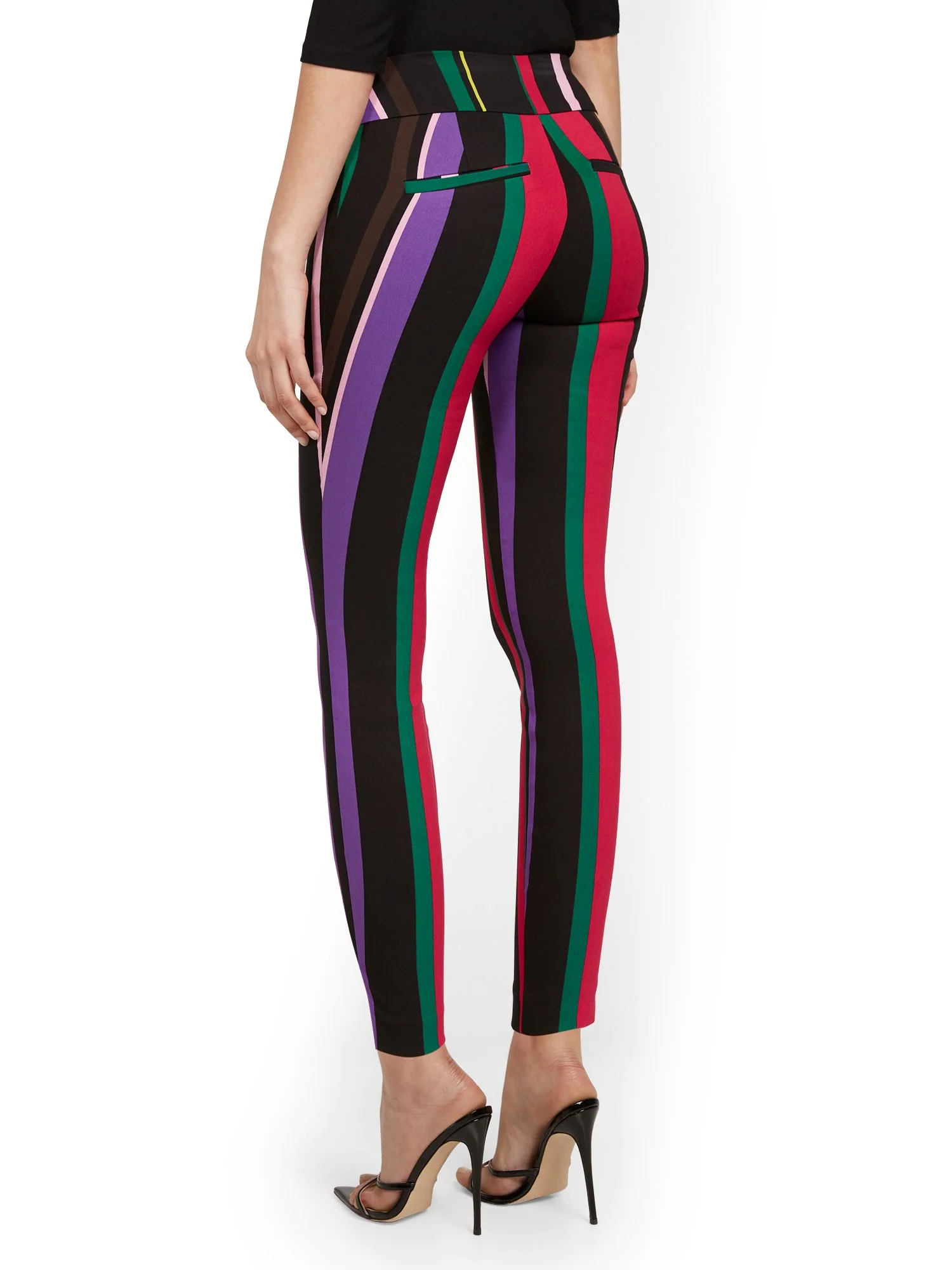 Tall Whitney High-Waisted Pull-On Slim-Leg Ankle Pant - Multi-Stripe - Image 3