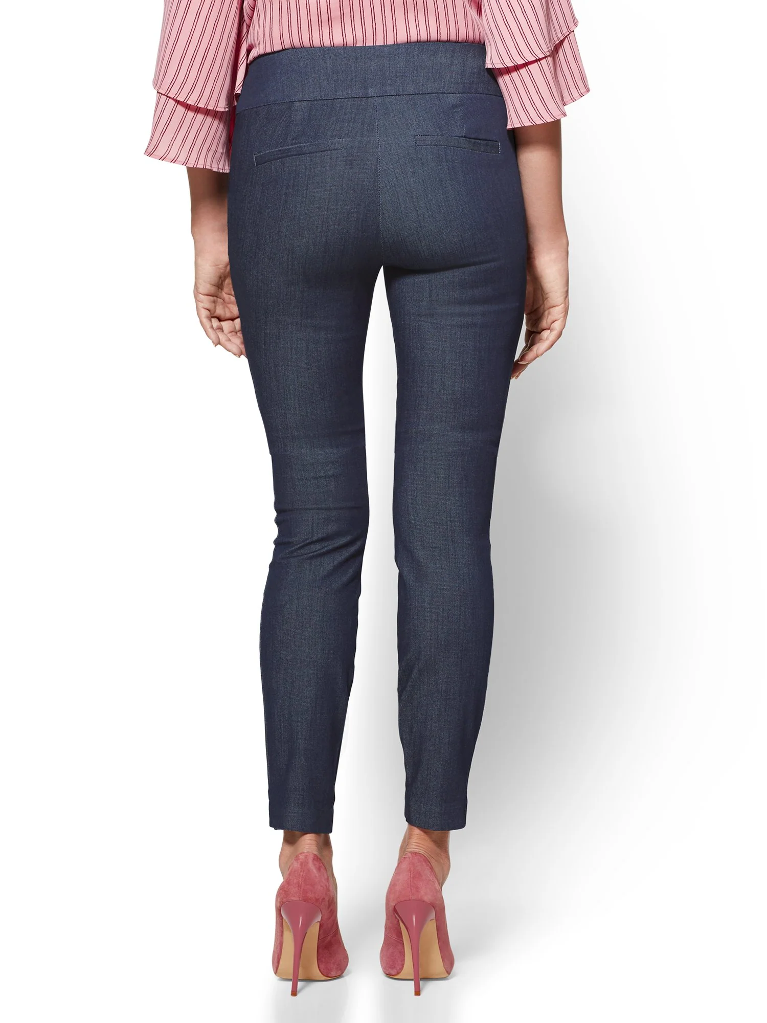 Tall Whitney High-Waisted Pull-On Slim-Leg Ankle Pant - Navy - Image 3