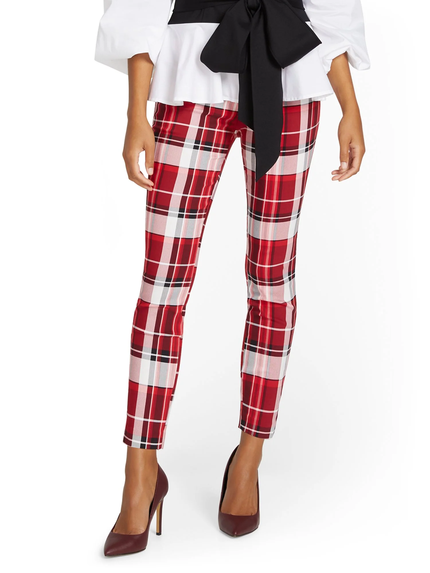 Tall Whitney High-Waisted Pull-On Slim-Leg Ankle Pant - Plaid - Image 7