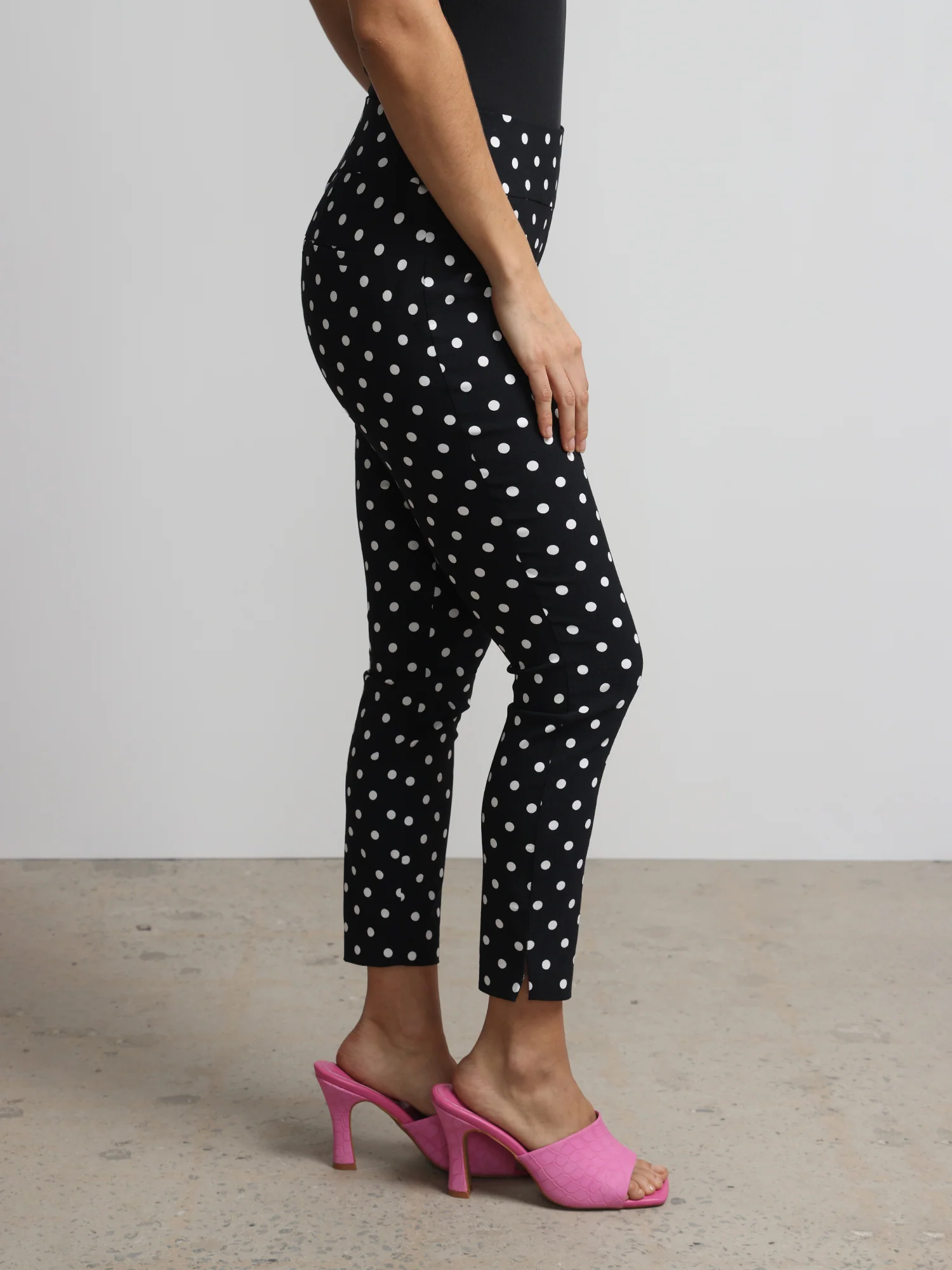 Tall Whitney High-Waisted Pull-On Slim-Leg Ankle Pant - Polka-Dot Print - Image 2