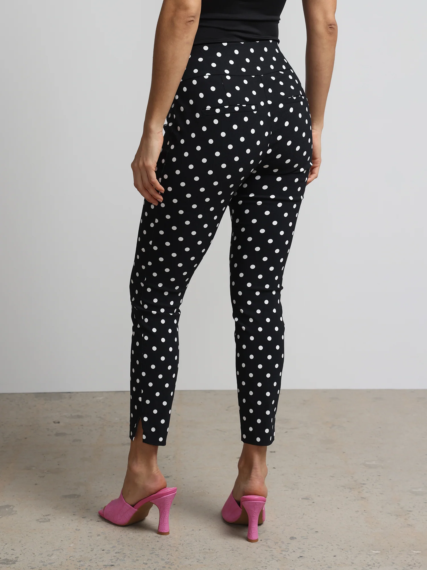 Tall Whitney High-Waisted Pull-On Slim-Leg Ankle Pant - Polka-Dot Print - Image 3