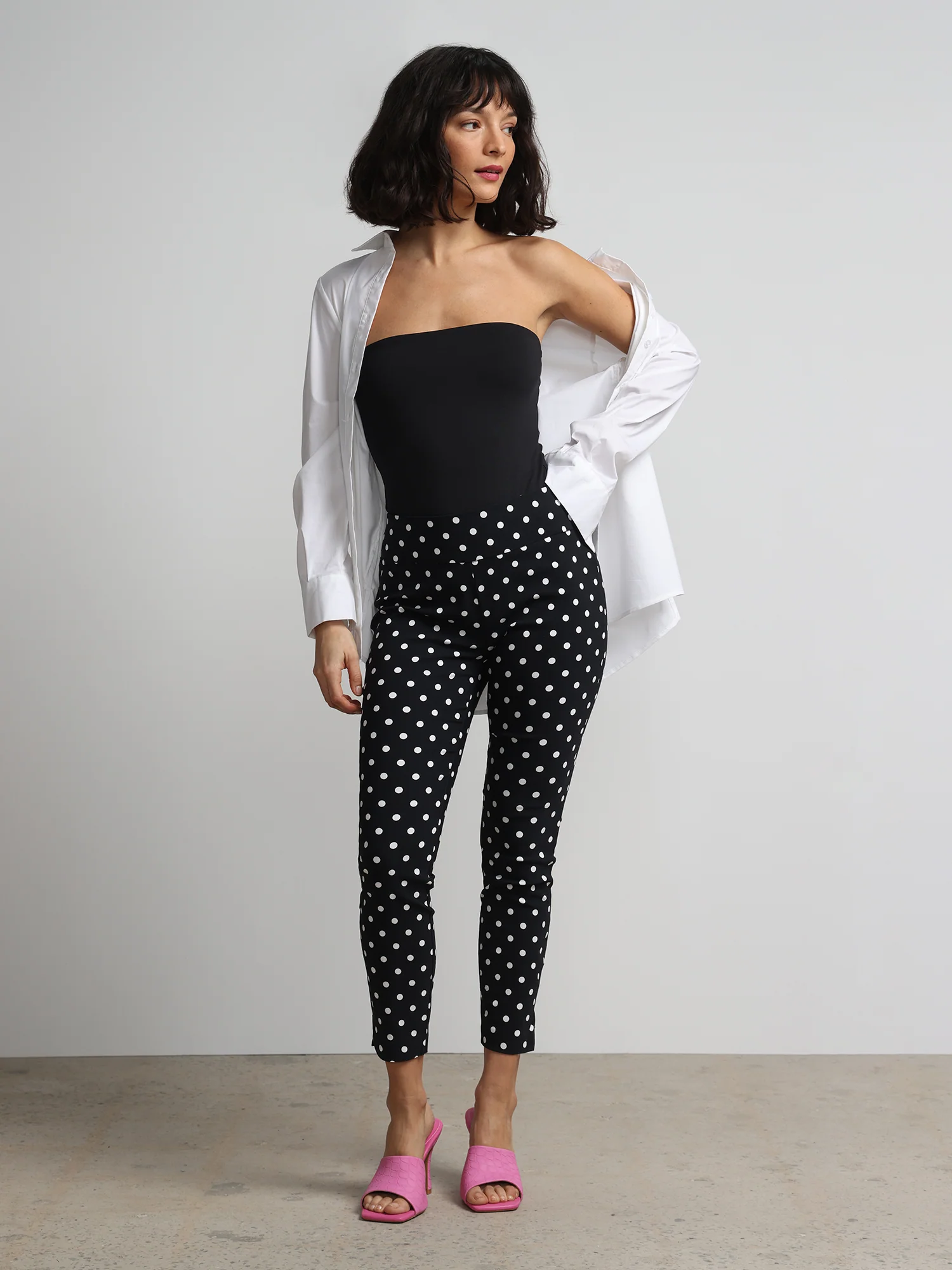 Tall Whitney High-Waisted Pull-On Slim-Leg Ankle Pant - Polka-Dot Print - Image 4