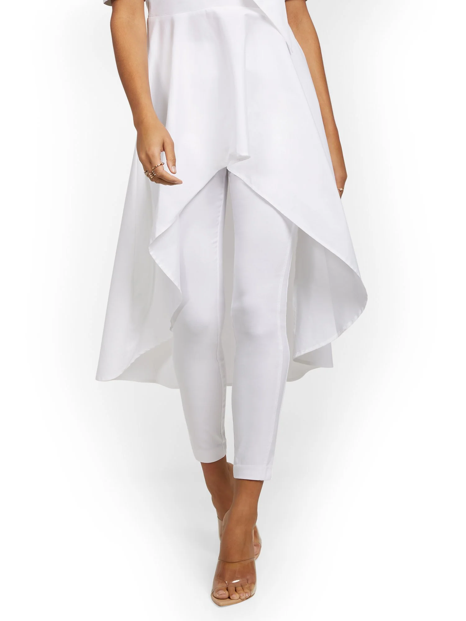 Tall Whitney High-Waisted Pull-On Slim-Leg Ankle Pant - White