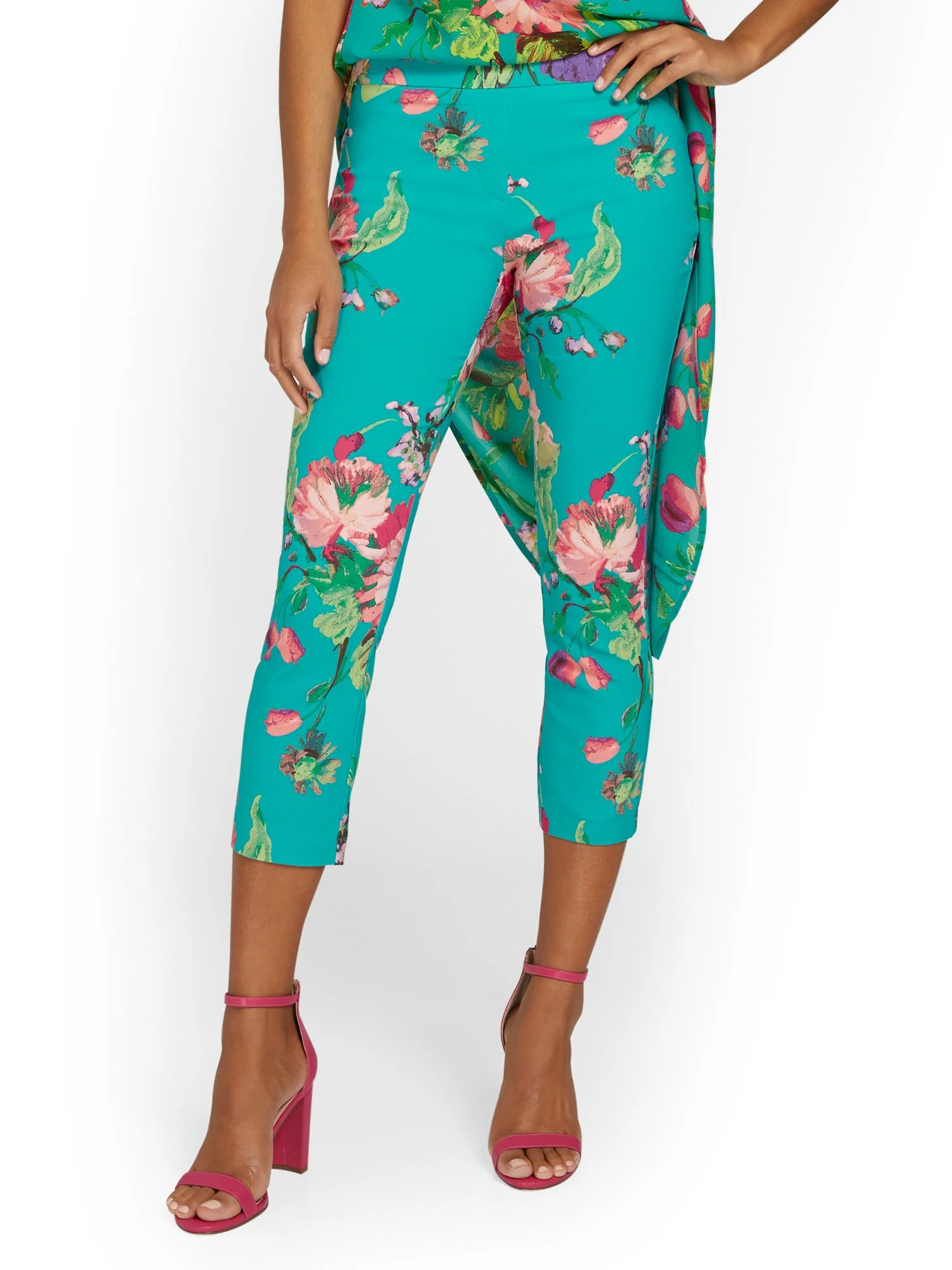 Tall Whitney High-Waisted Pull-On Slim-Leg Capri Pant - Floral-Print