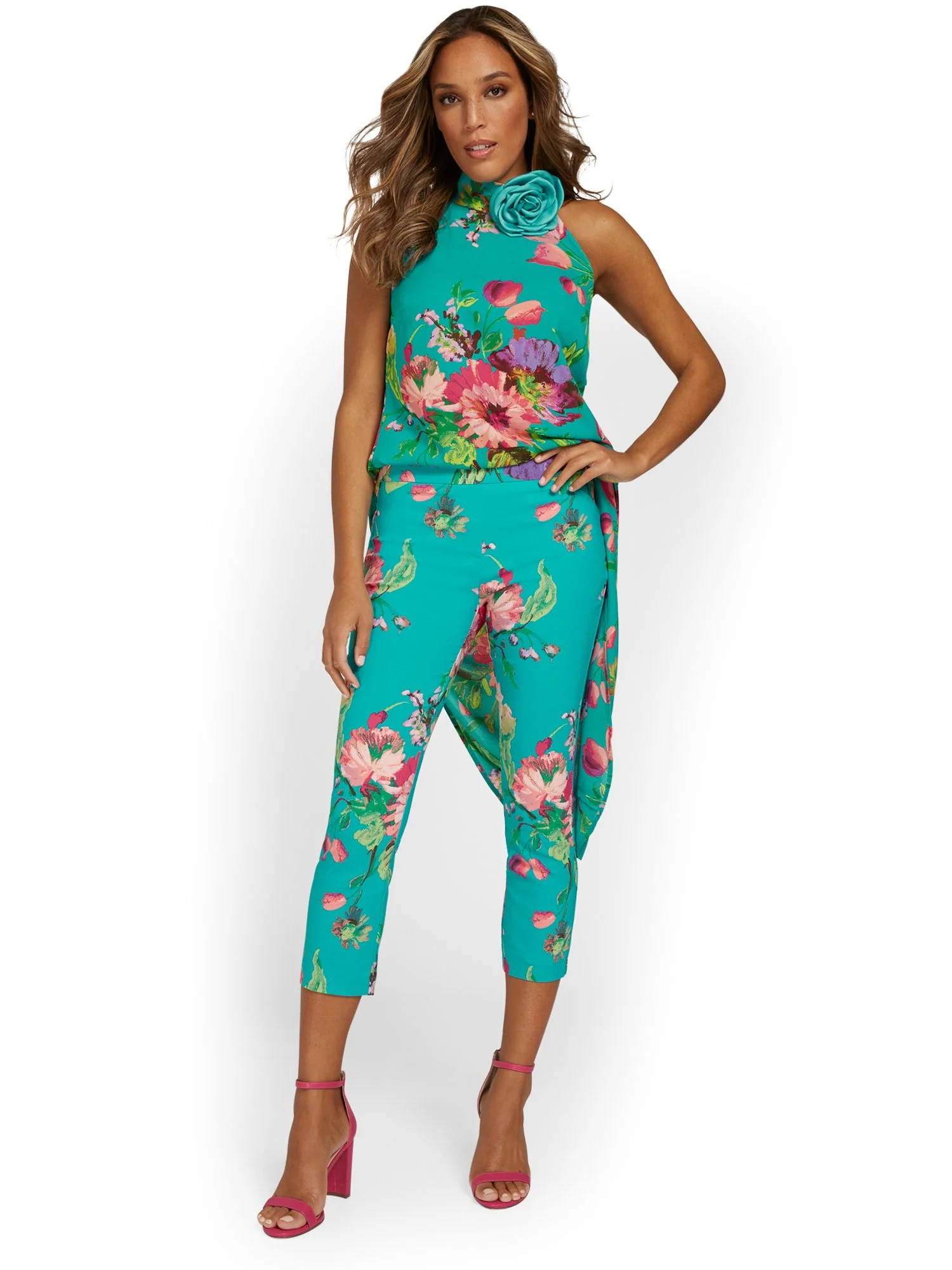 Tall Whitney High-Waisted Pull-On Slim-Leg Capri Pant - Floral-Print - Image 4