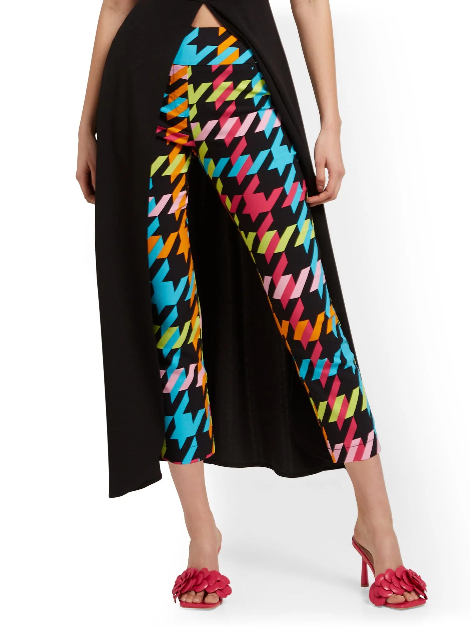 Tall Whitney High-Waisted Pull-On Slim-Leg Capri Pant - Houndstooth - Image 2