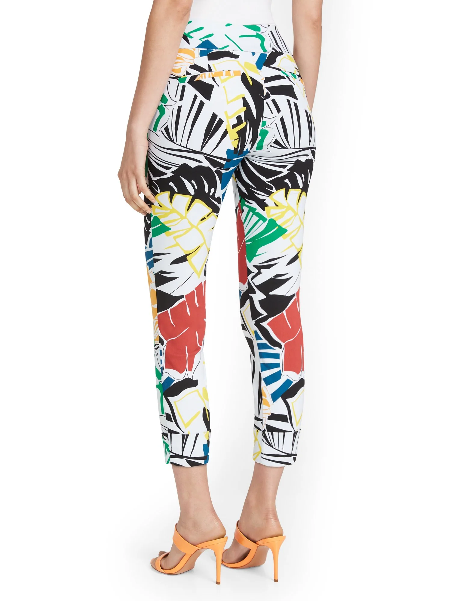 Tall Whitney High-Waisted Pull-On Slim-Leg Capri Pant - Palm-Print - Image 3
