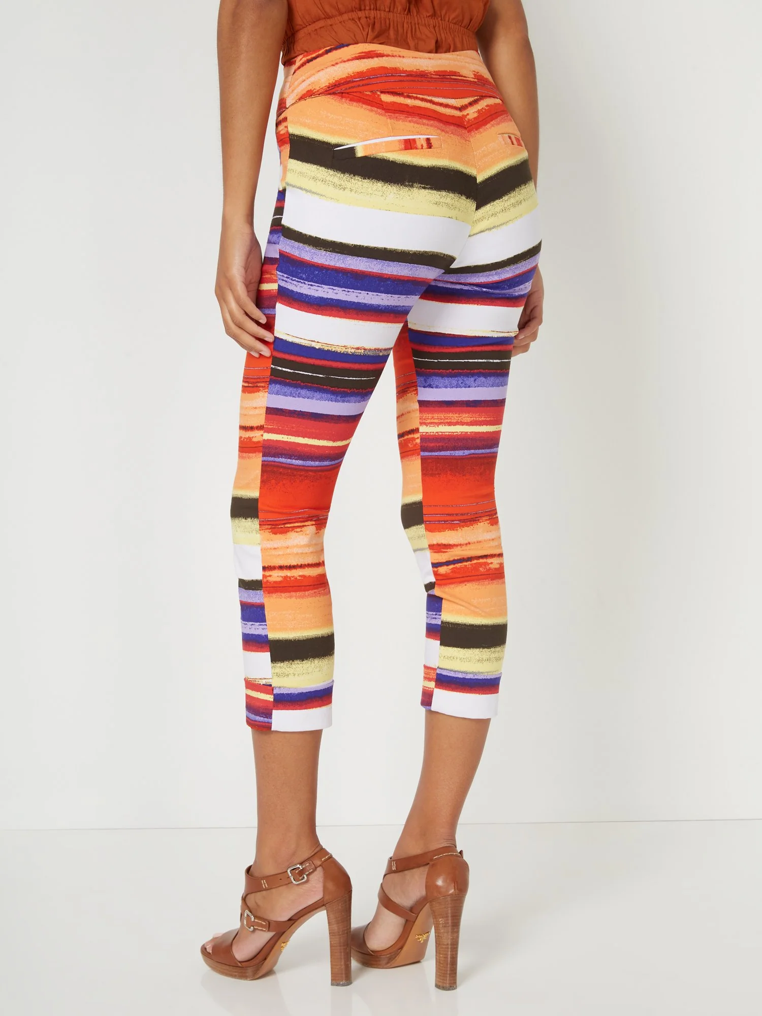 Tall Whitney High-Waisted Pull-On Slim-Leg Capri Pant - Stripe - Image 3