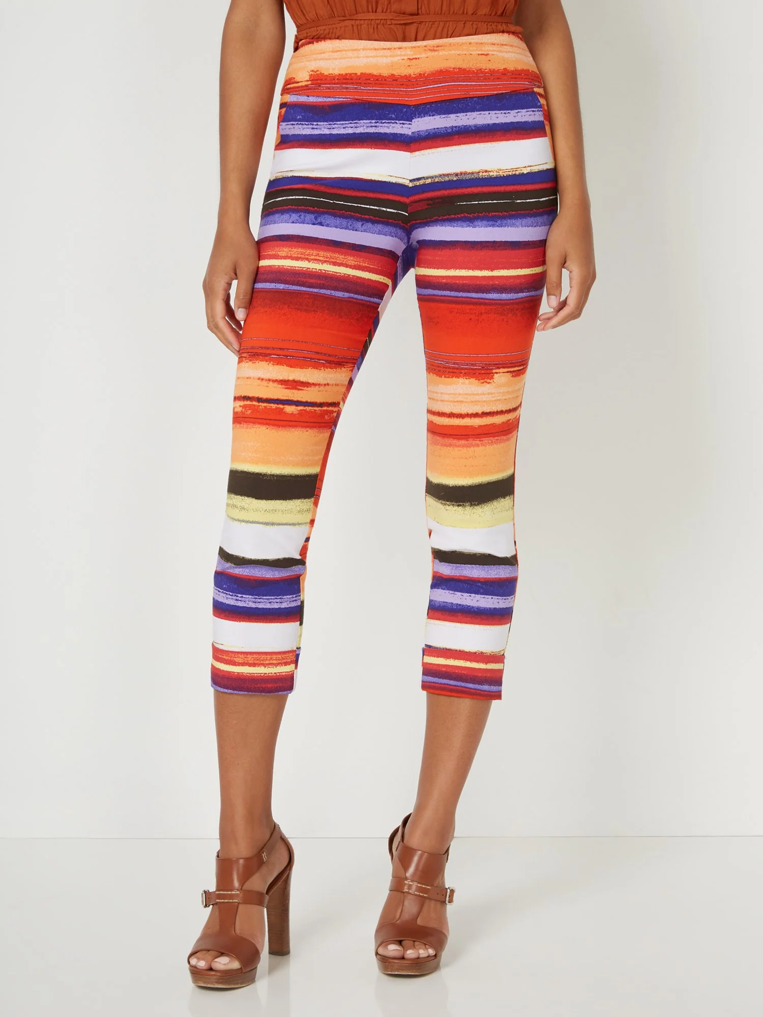 Tall Whitney High-Waisted Pull-On Slim-Leg Capri Pant - Stripe - Image 5