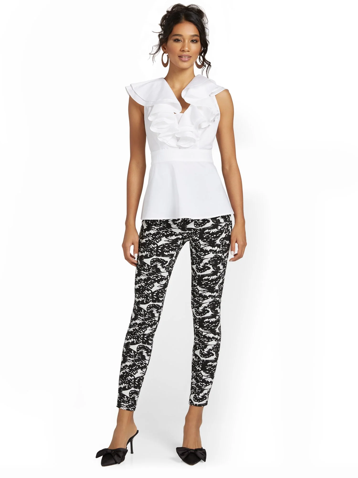 Tall Whitney High-Waisted Pull-On Slim-Leg Pant - Butterfly-Print - Image 4