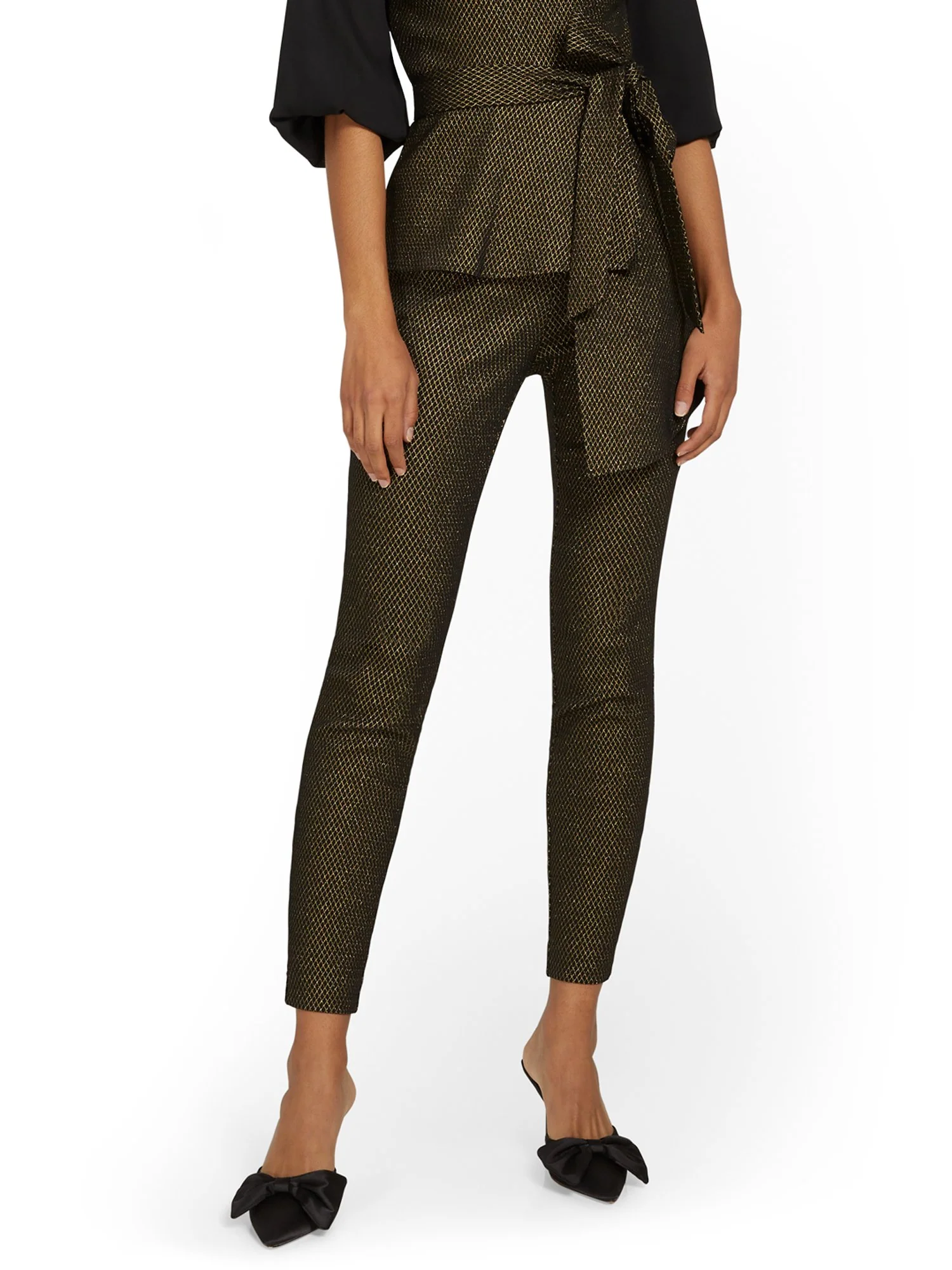 Tall Whitney High-Waisted Pull-On Slim-Leg Pant - Metallic - Image 2
