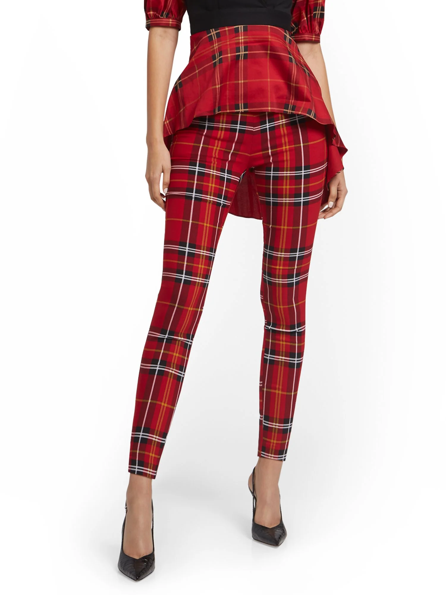 Tall Whitney High-Waisted Pull-On Slim-Leg Pant - Plaid - Image 7