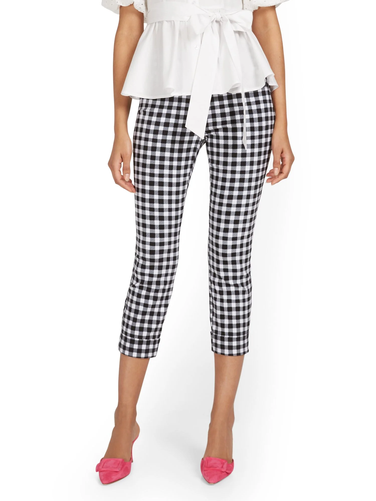 Tall Whitney High-Waisted Pull-On Slm-Leg Capri Pant - Gingham - Image 2