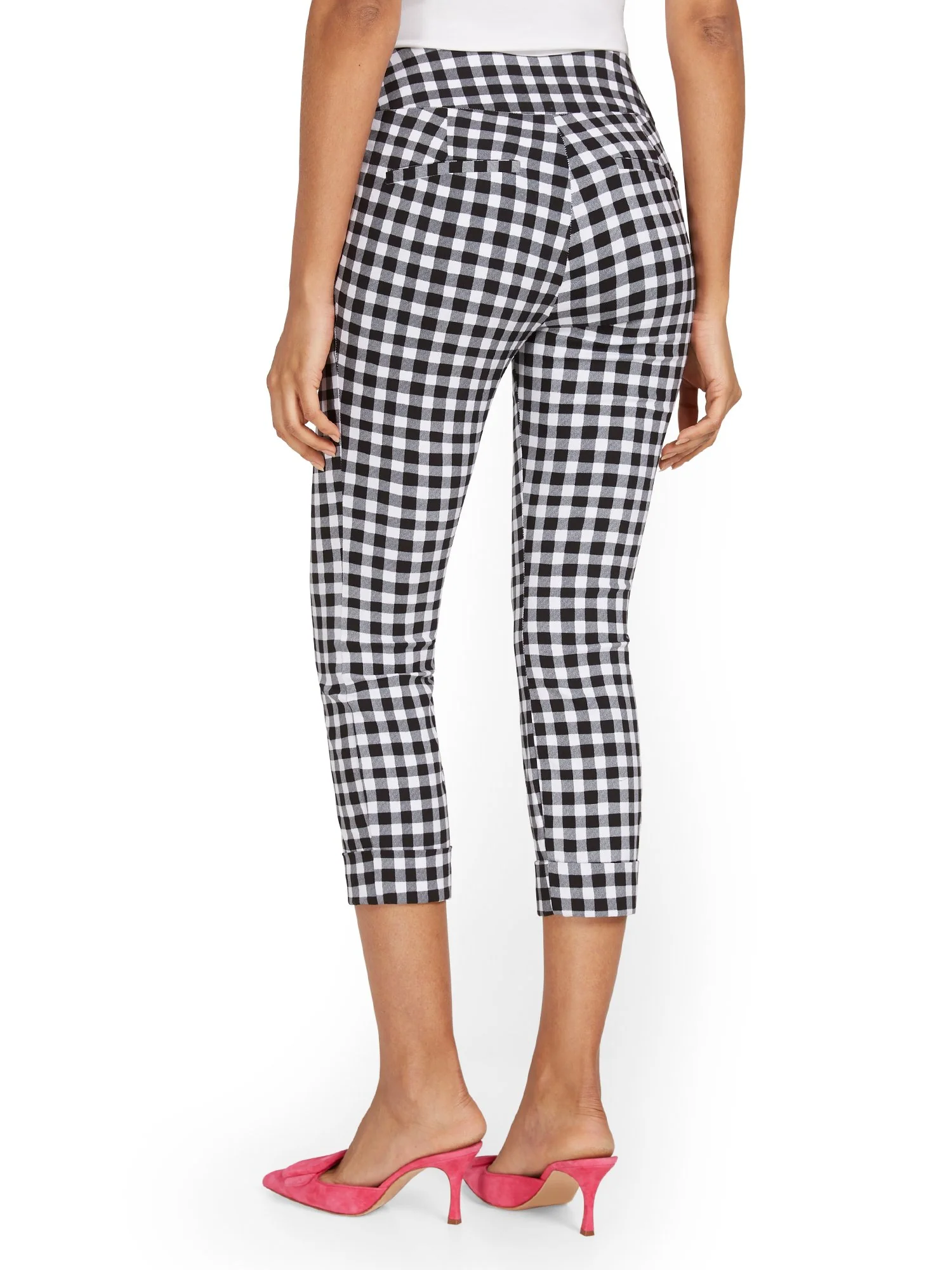 Tall Whitney High-Waisted Pull-On Slm-Leg Capri Pant - Gingham - Image 3