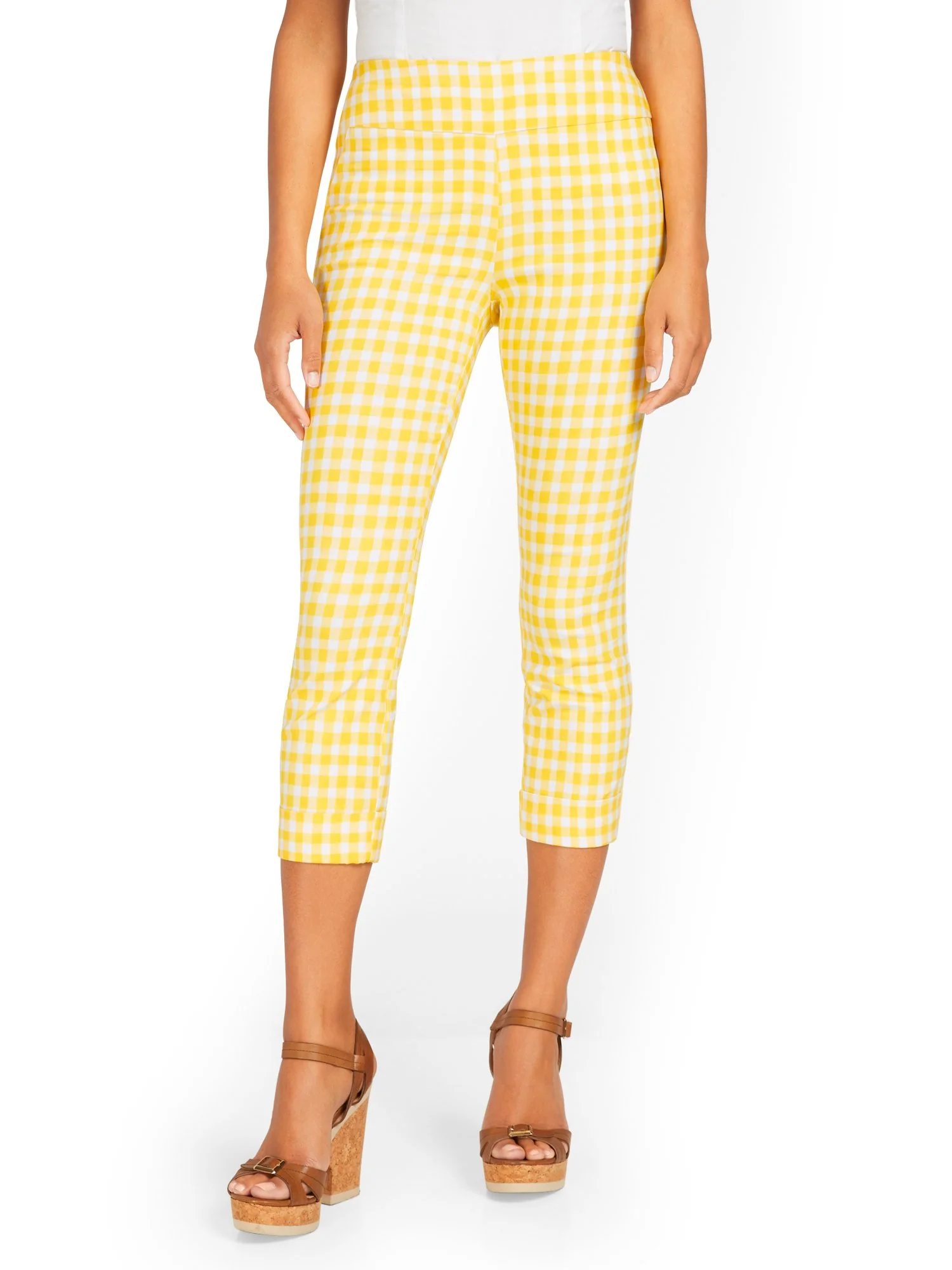 Tall Whitney High-Waisted Pull-On Slm-Leg Capri Pant - Gingham - Image 8