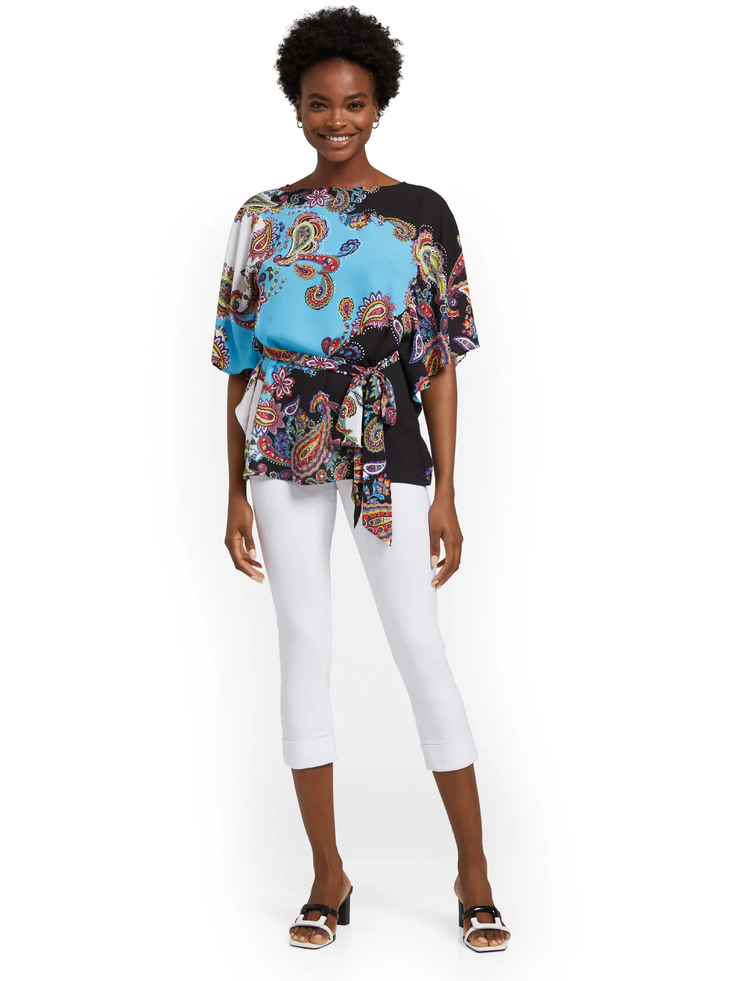 Tall Whitney High-Waisted Tummy Control Pull-On Slim-Leg Cuffed Capri Pant - Optic White - Image 4