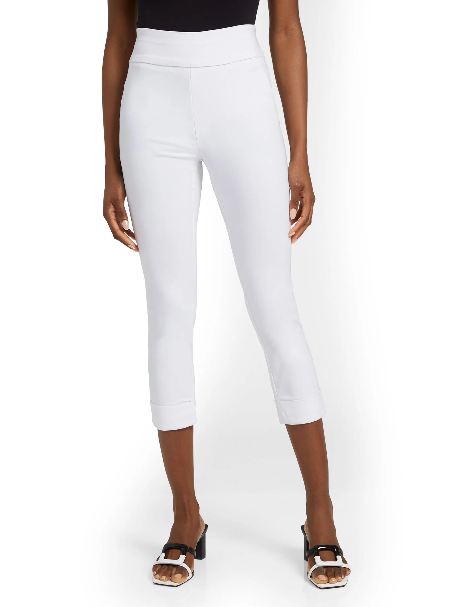 Tall Whitney High-Waisted Tummy Control Pull-On Slim-Leg Cuffed Capri Pant - Optic White - Image 5