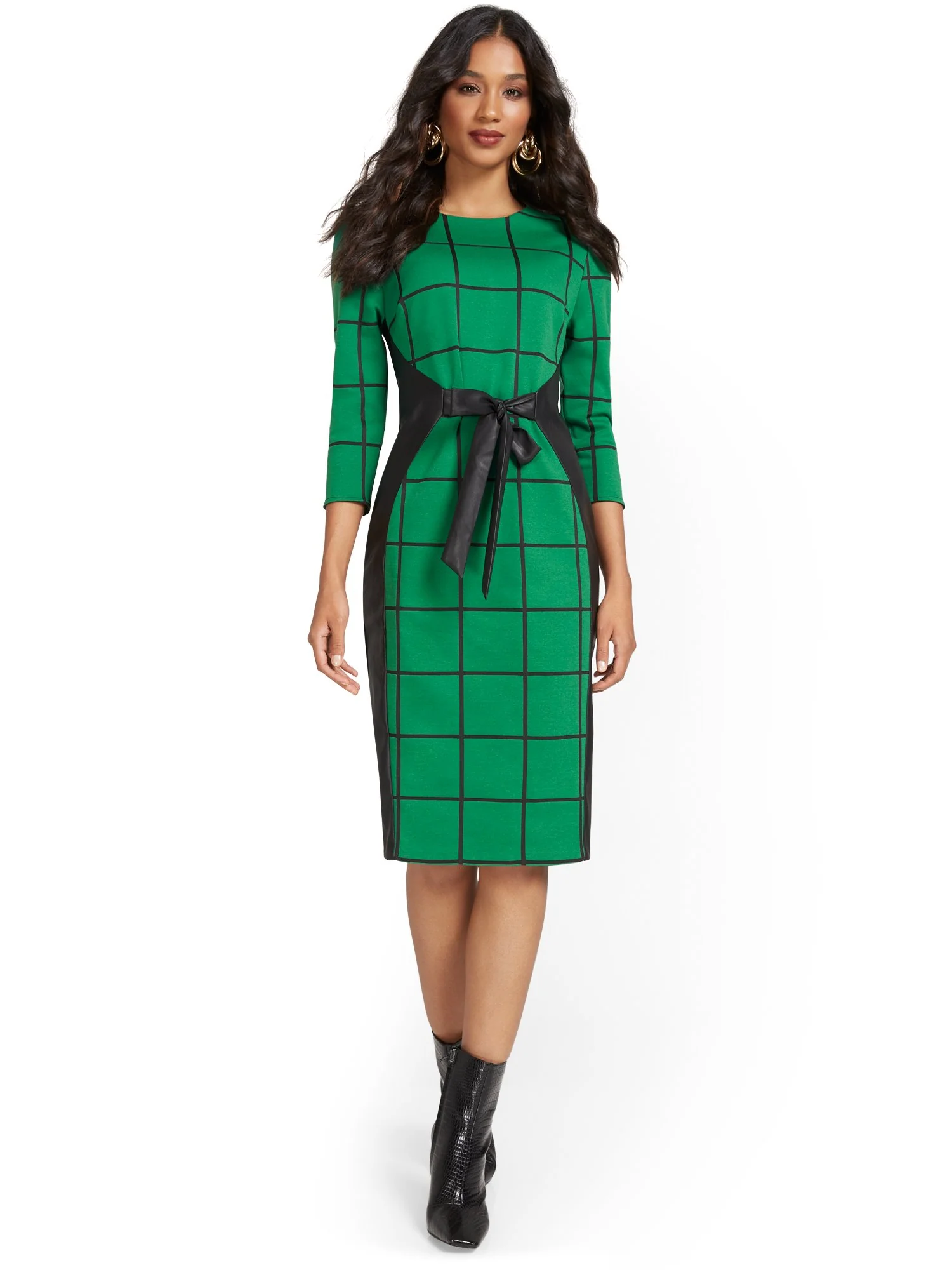 Tall Windowpane-Print Sheath Dress - Superflex