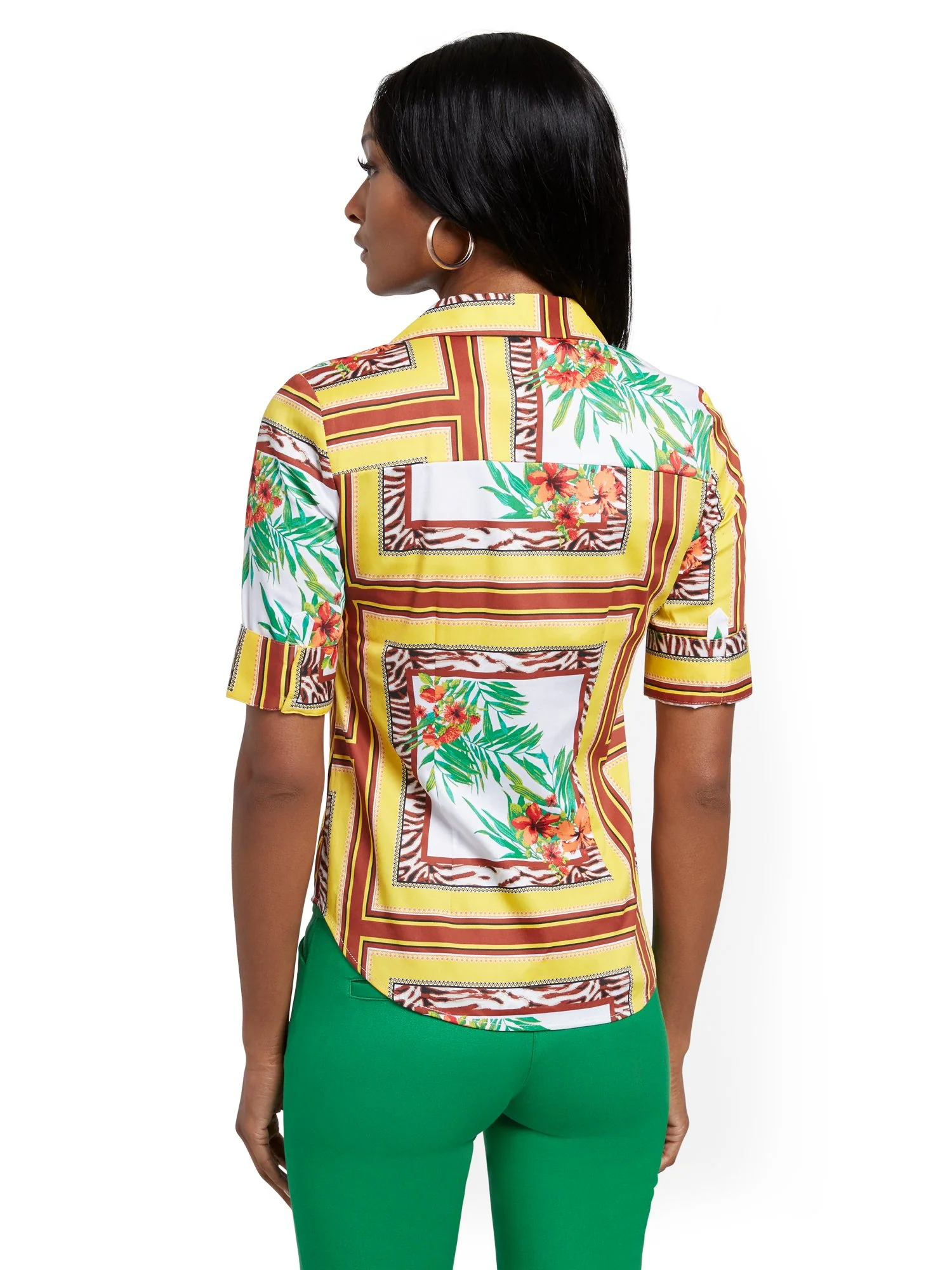 Tall Yellow Madison Stretch Shirt - Secret Snap -7th Avenue - Image 3