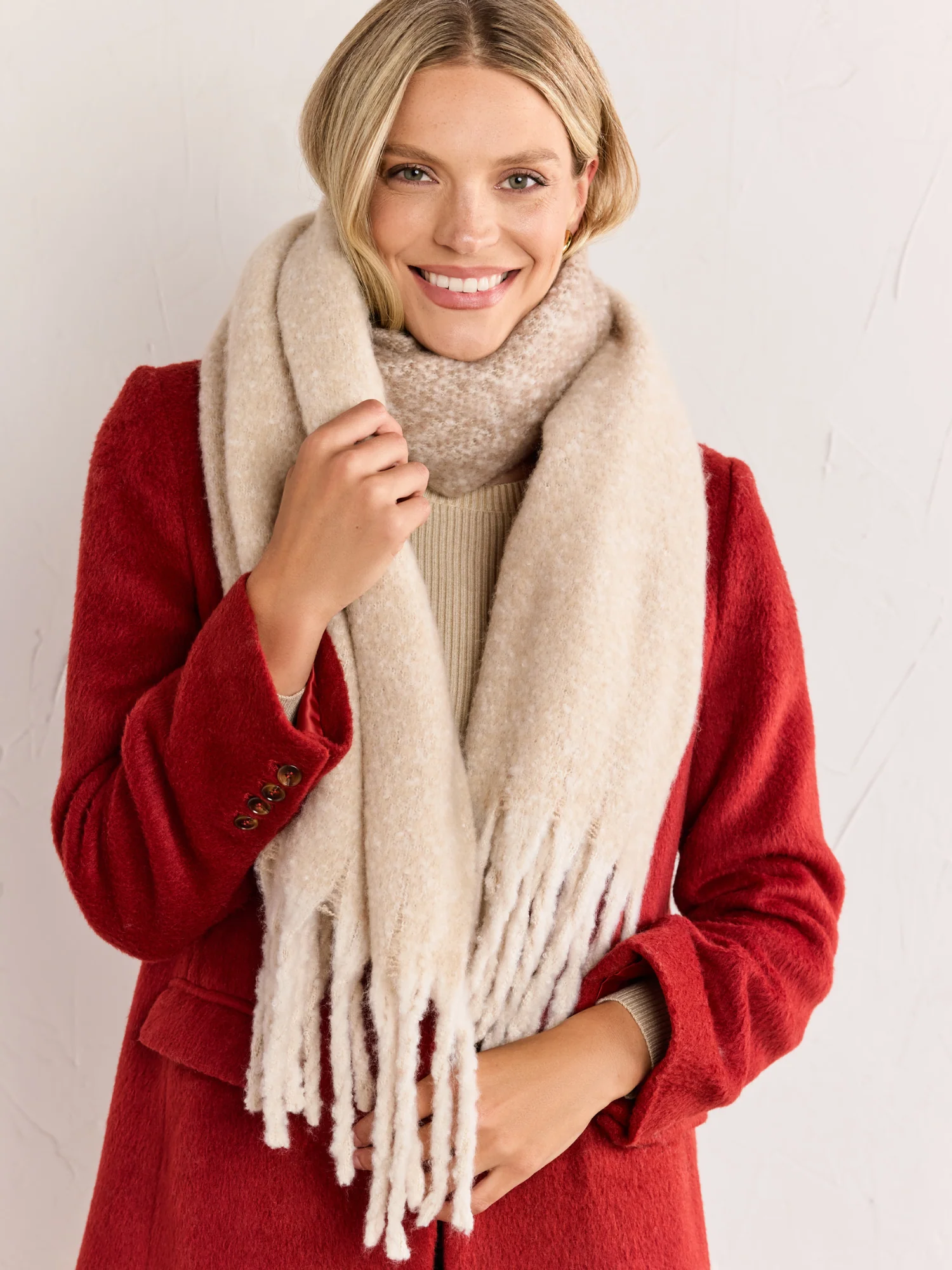 Justin Taylor Tan Brushed Plaid Scarf - Brands We Love - Image 3