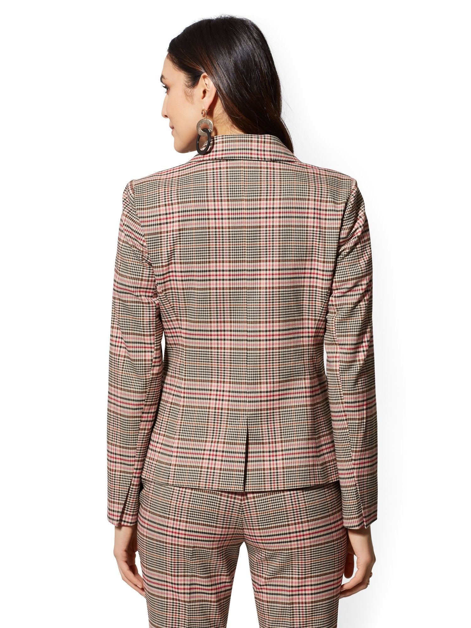 Tan Plaid One-Button Jacket - Modern - 7th Avenue - Image 3