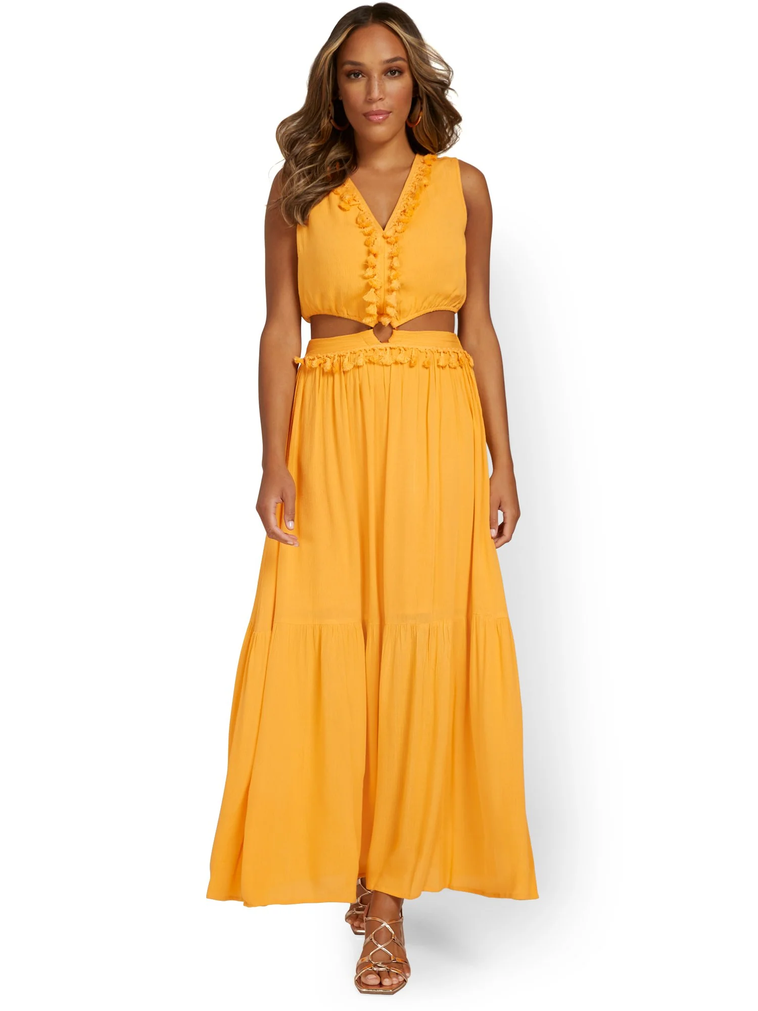 Tassel-Embellished Cut-Out Maxi Dress - Image 2