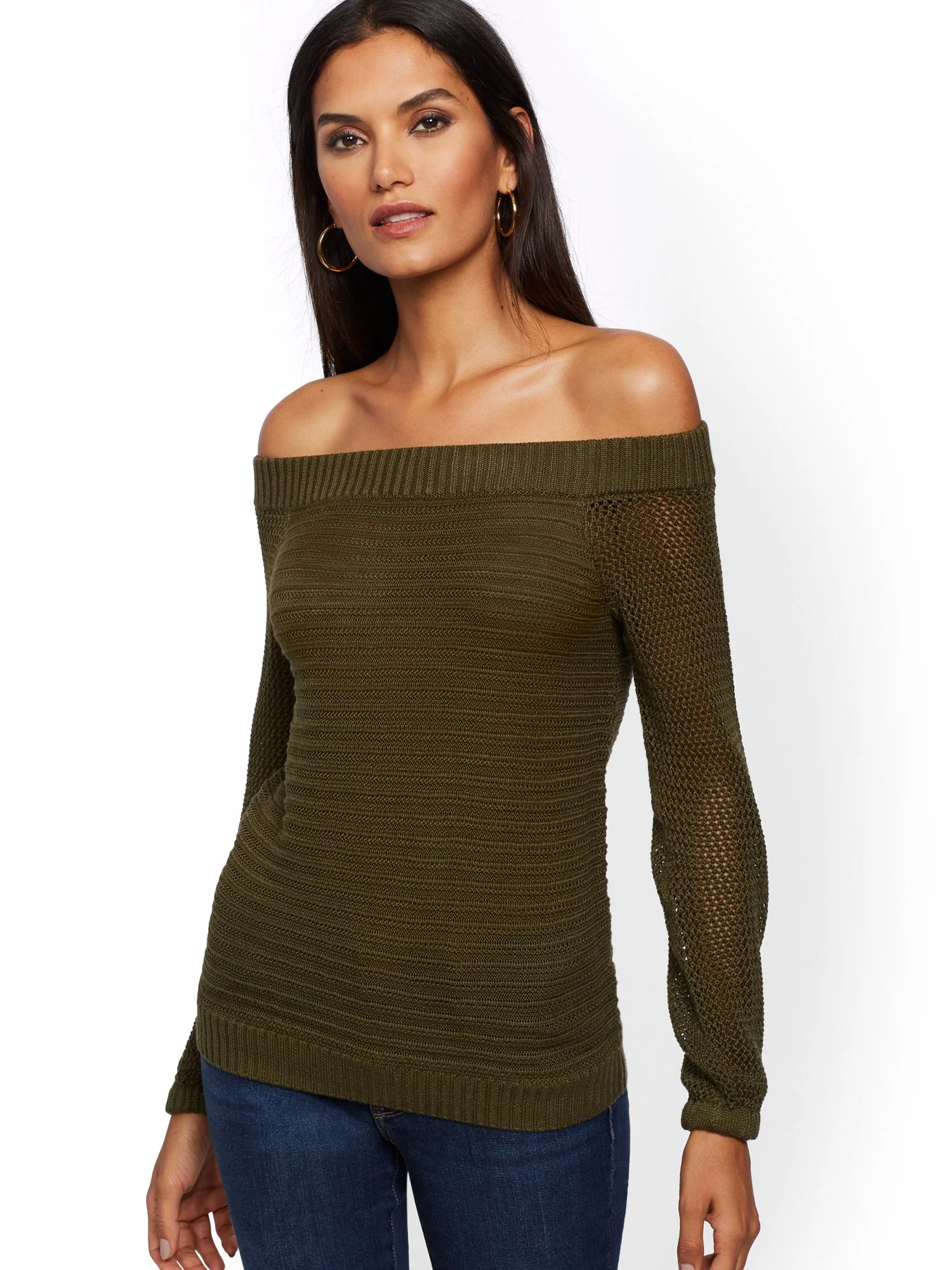 Textured Off-The-Shoulder Sweater - Image 2