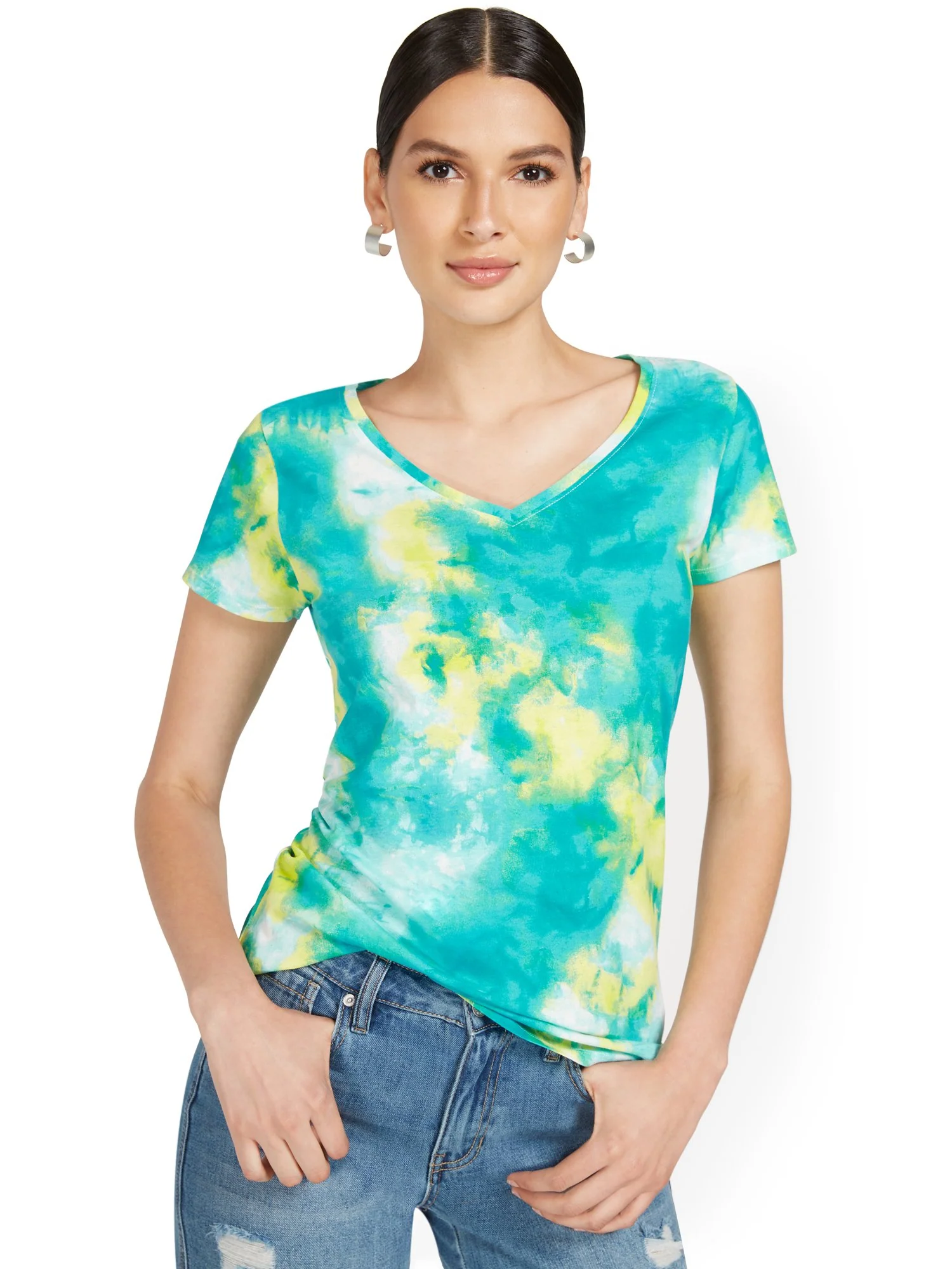 Tie-Dye V-Neck Perfect Tee - Image 4