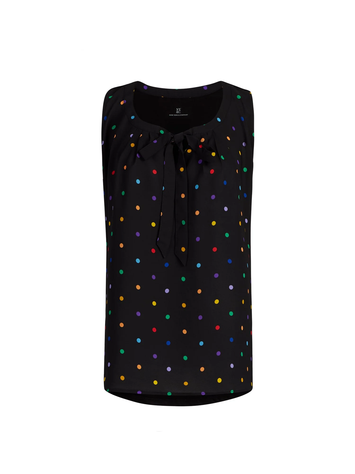 Tie-Front Dot-Print Sleeveless Top - Image 2