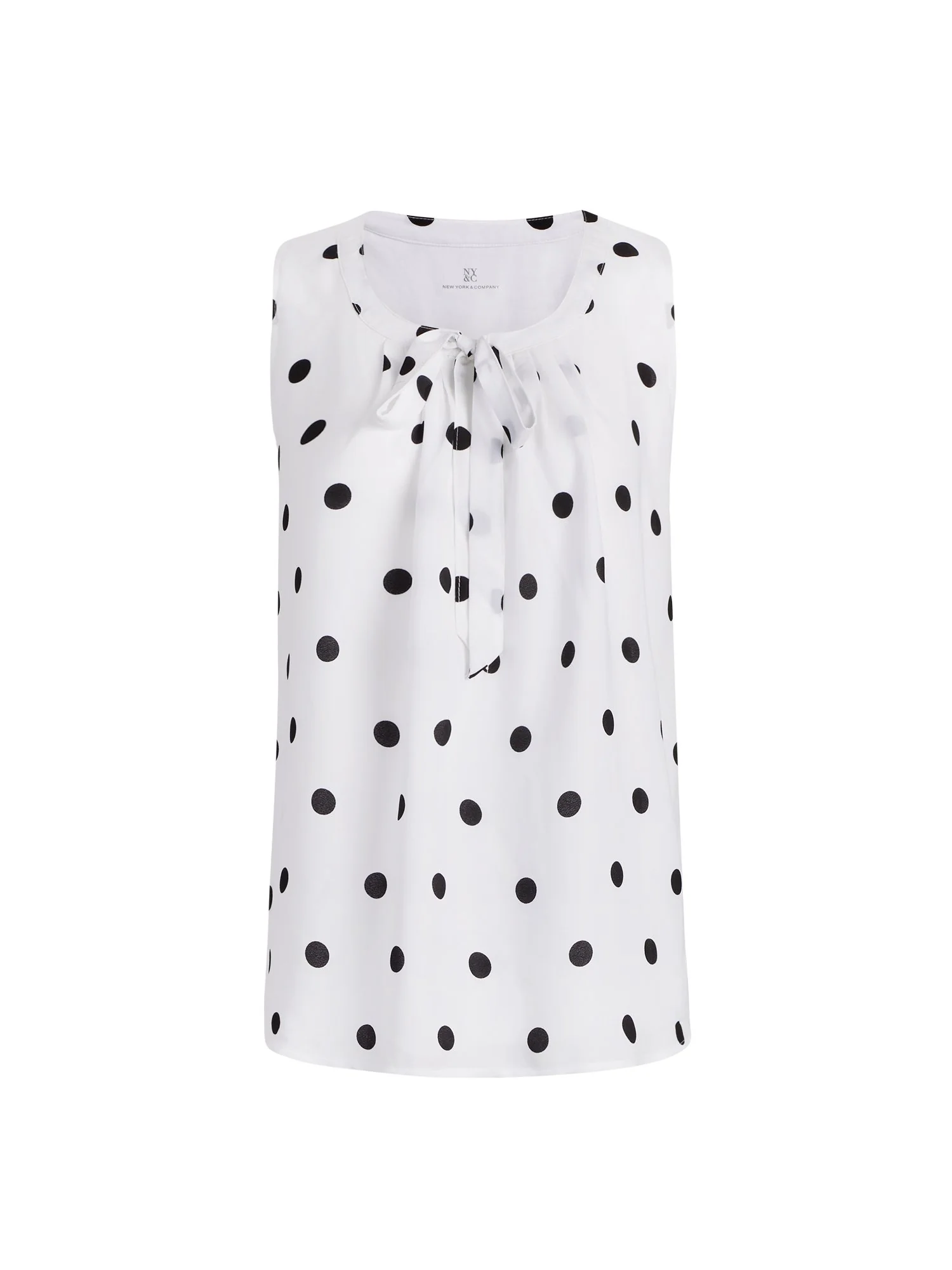 Tie-Front Dot-Print Sleeveless Top - Image 5