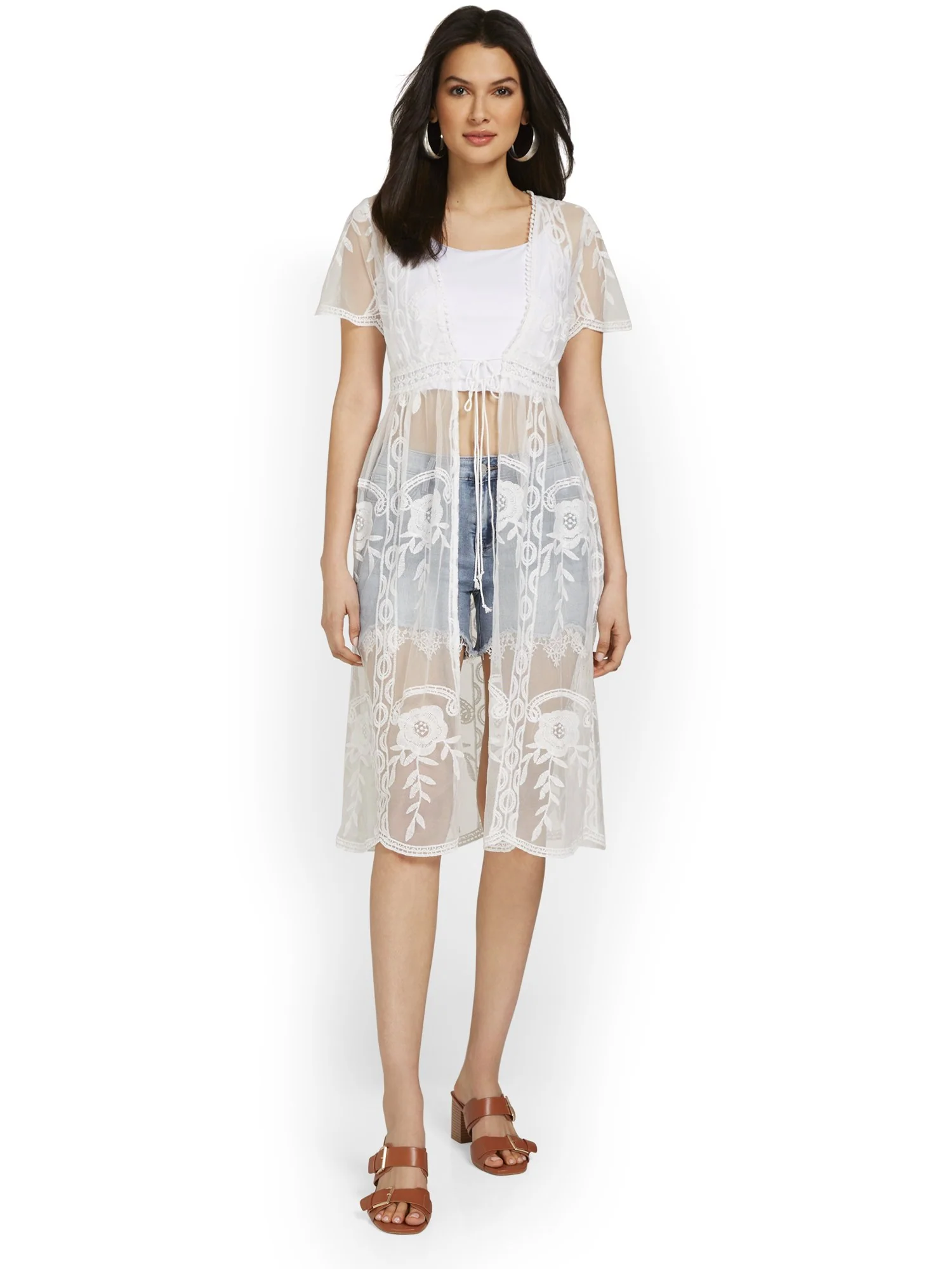Tie-Front Lace Kimono