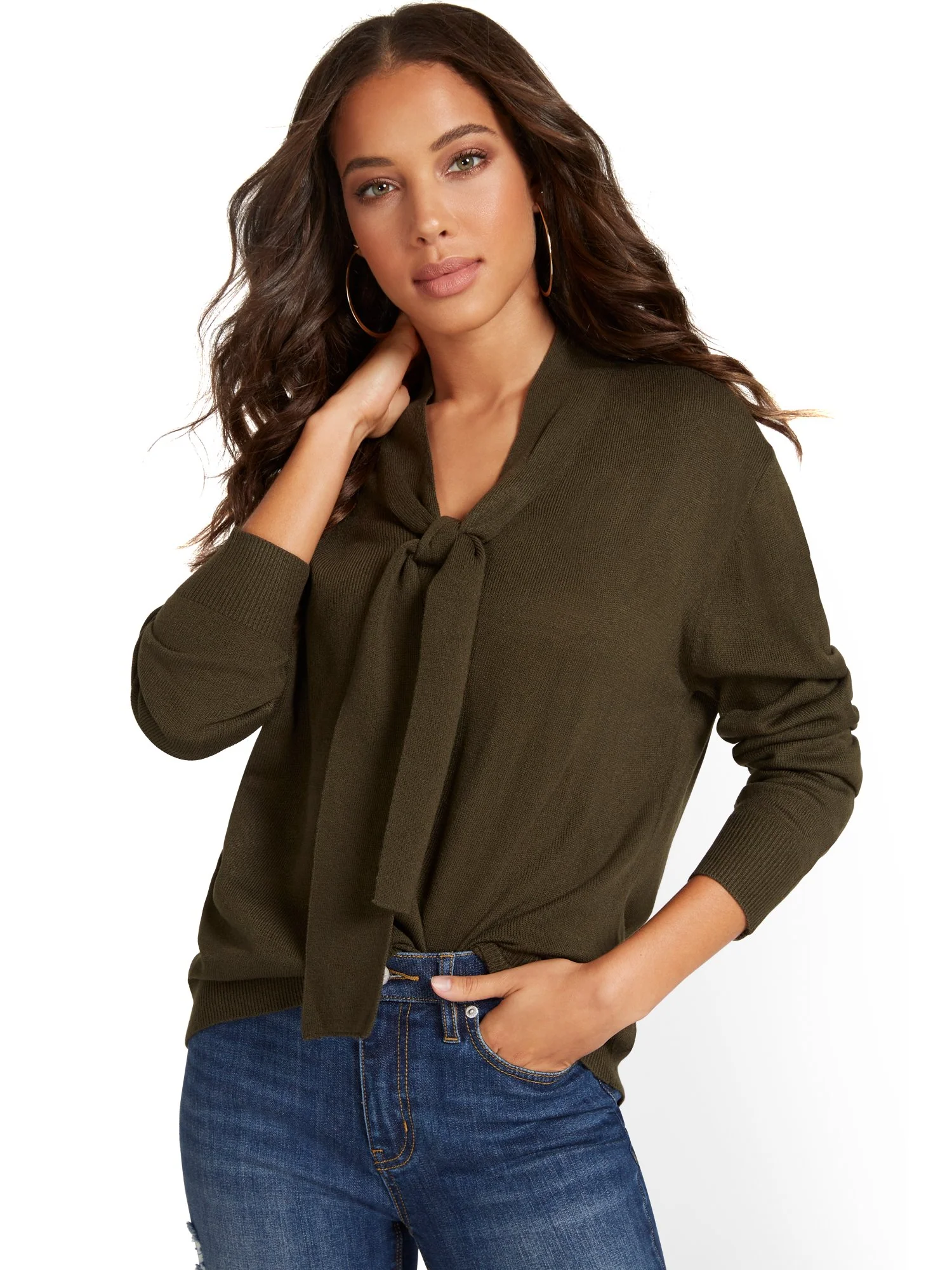 Tie-Front Pullover Sweater - Image 5