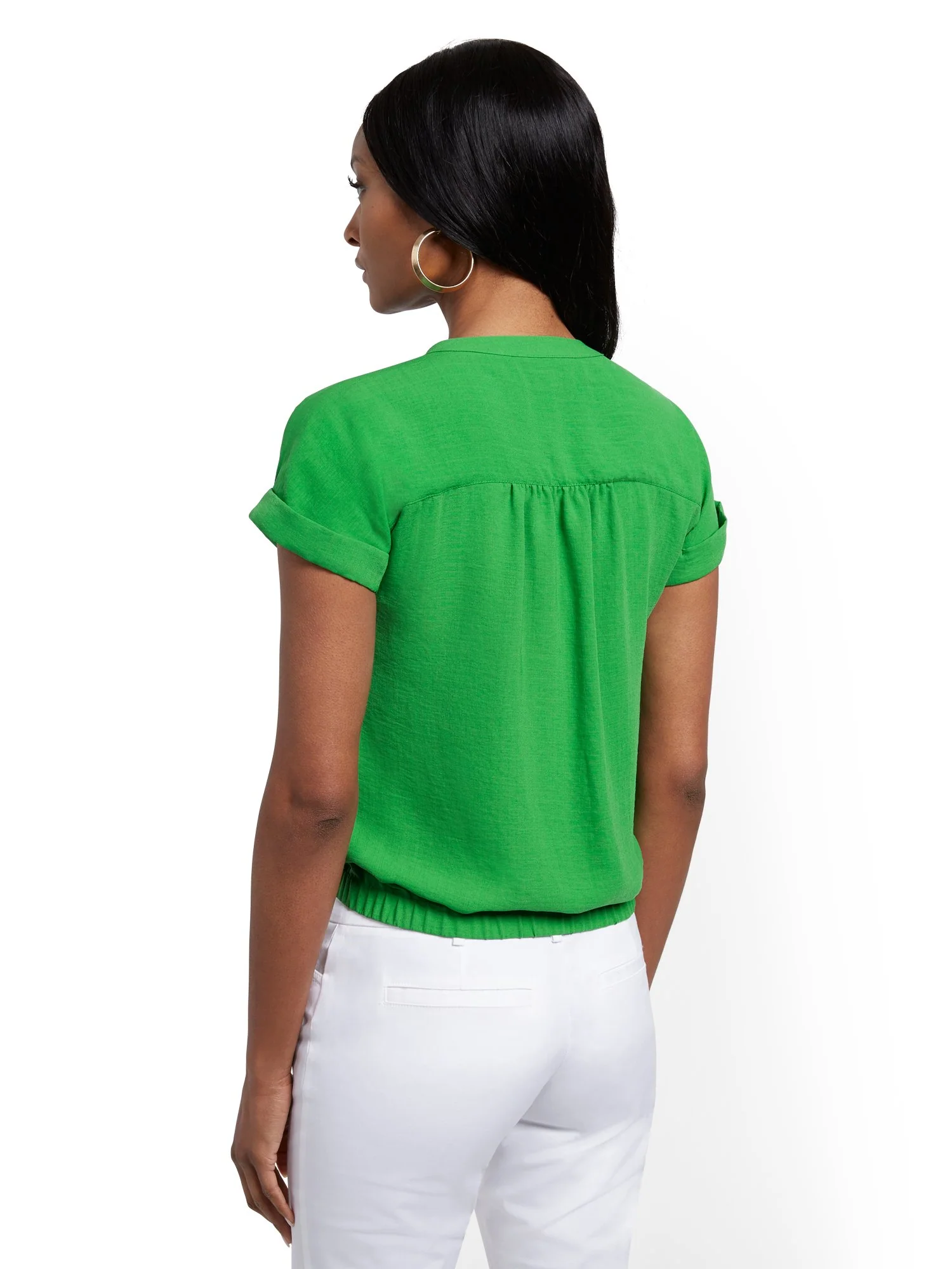 Tie-Front Short-Sleeve Blouse - Image 19