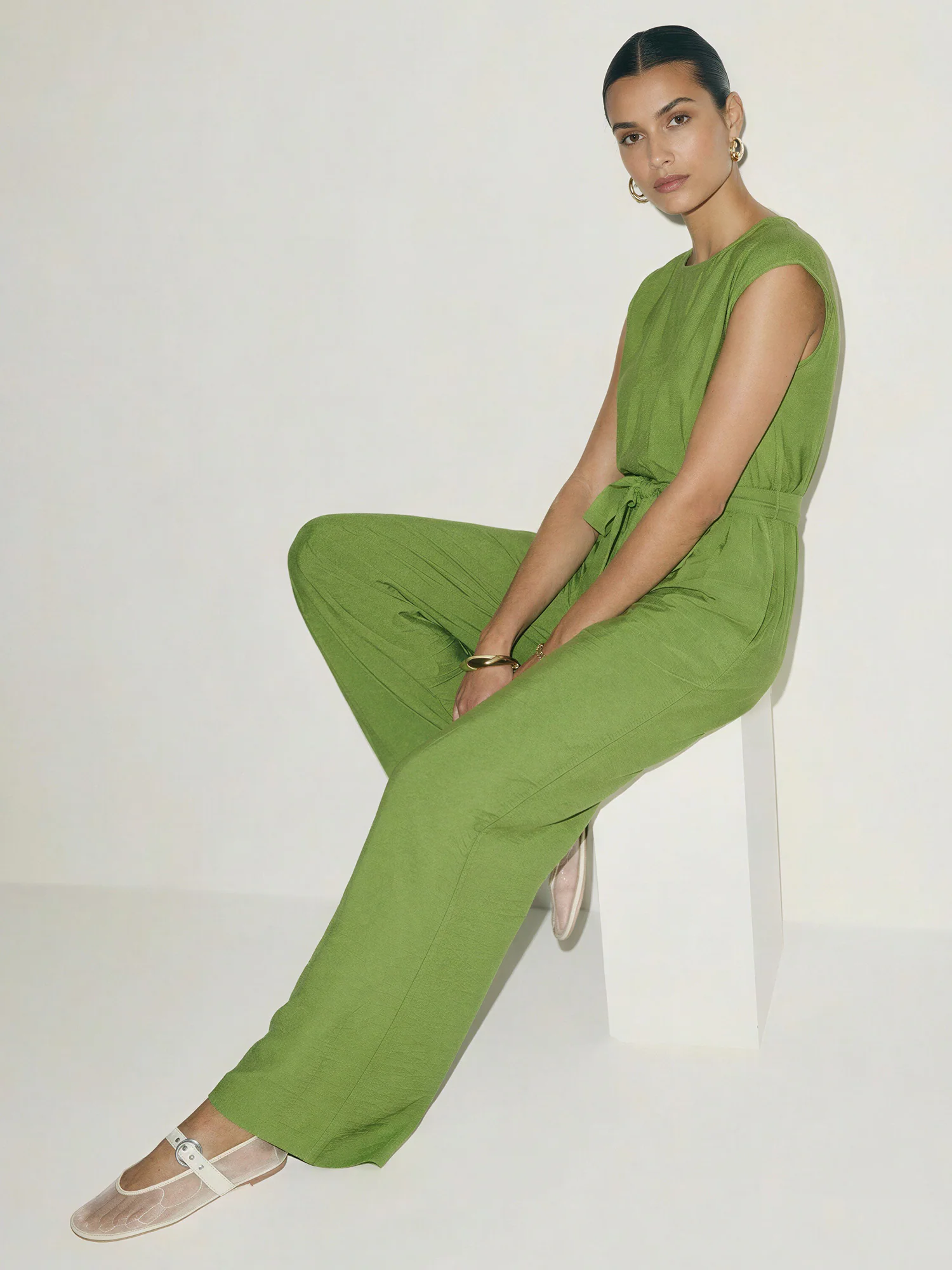 Tie Front Woven Jumpsuit - Image 2