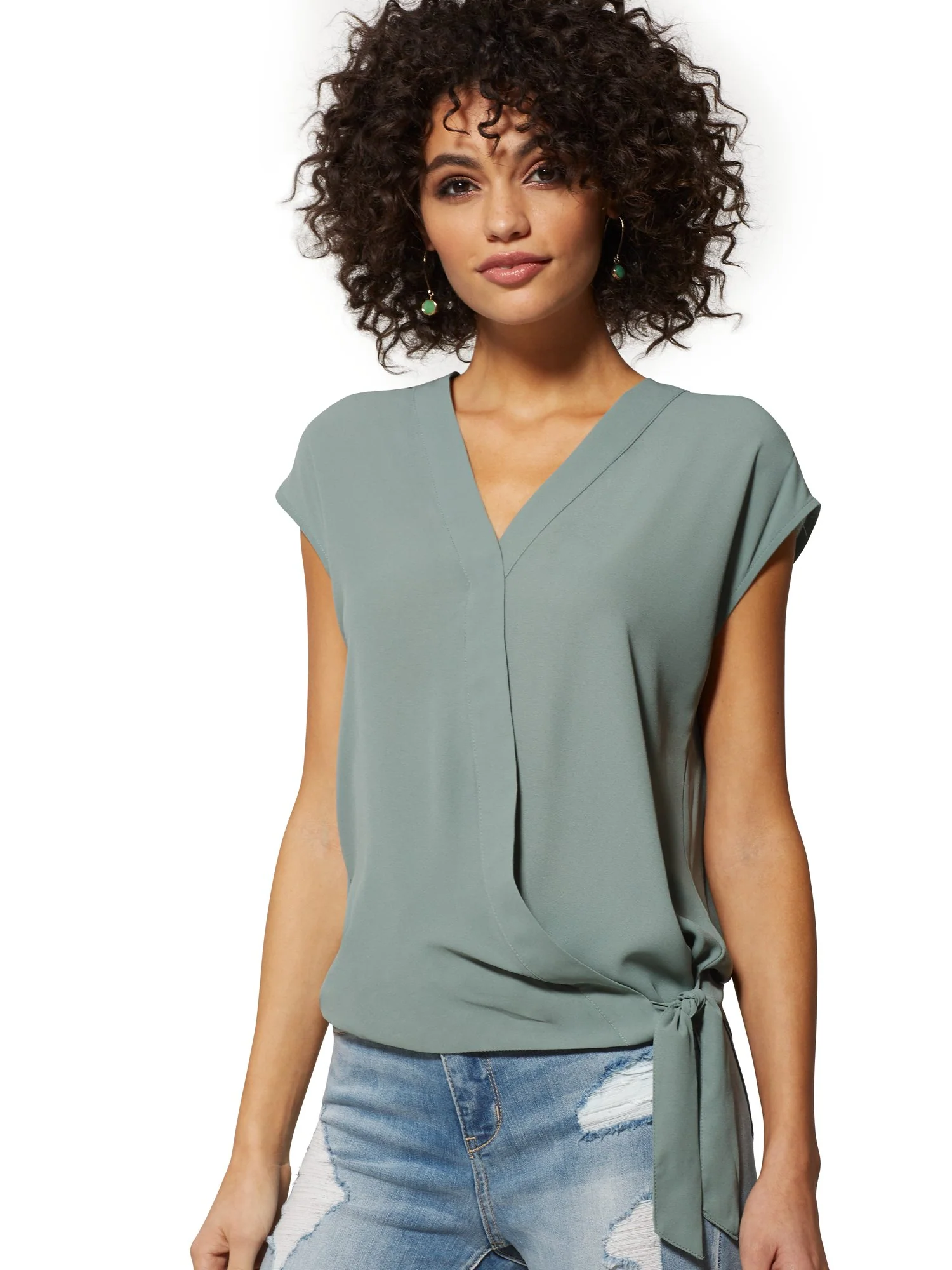 Tie-Front Wrap Blouse - Soho Soft Shirt - Image 4