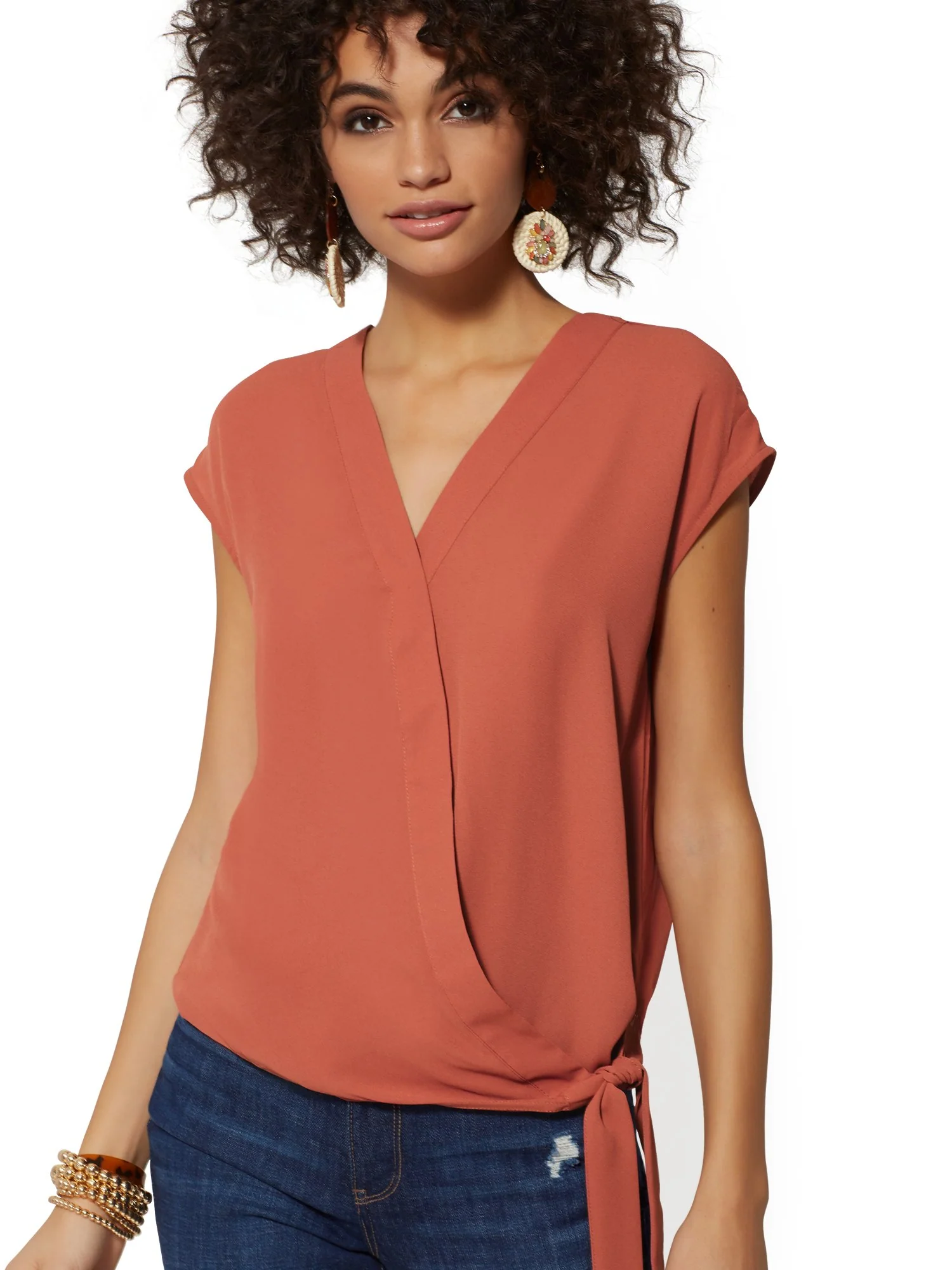 Tie-Front Wrap Blouse - Soho Soft Shirt - Image 7