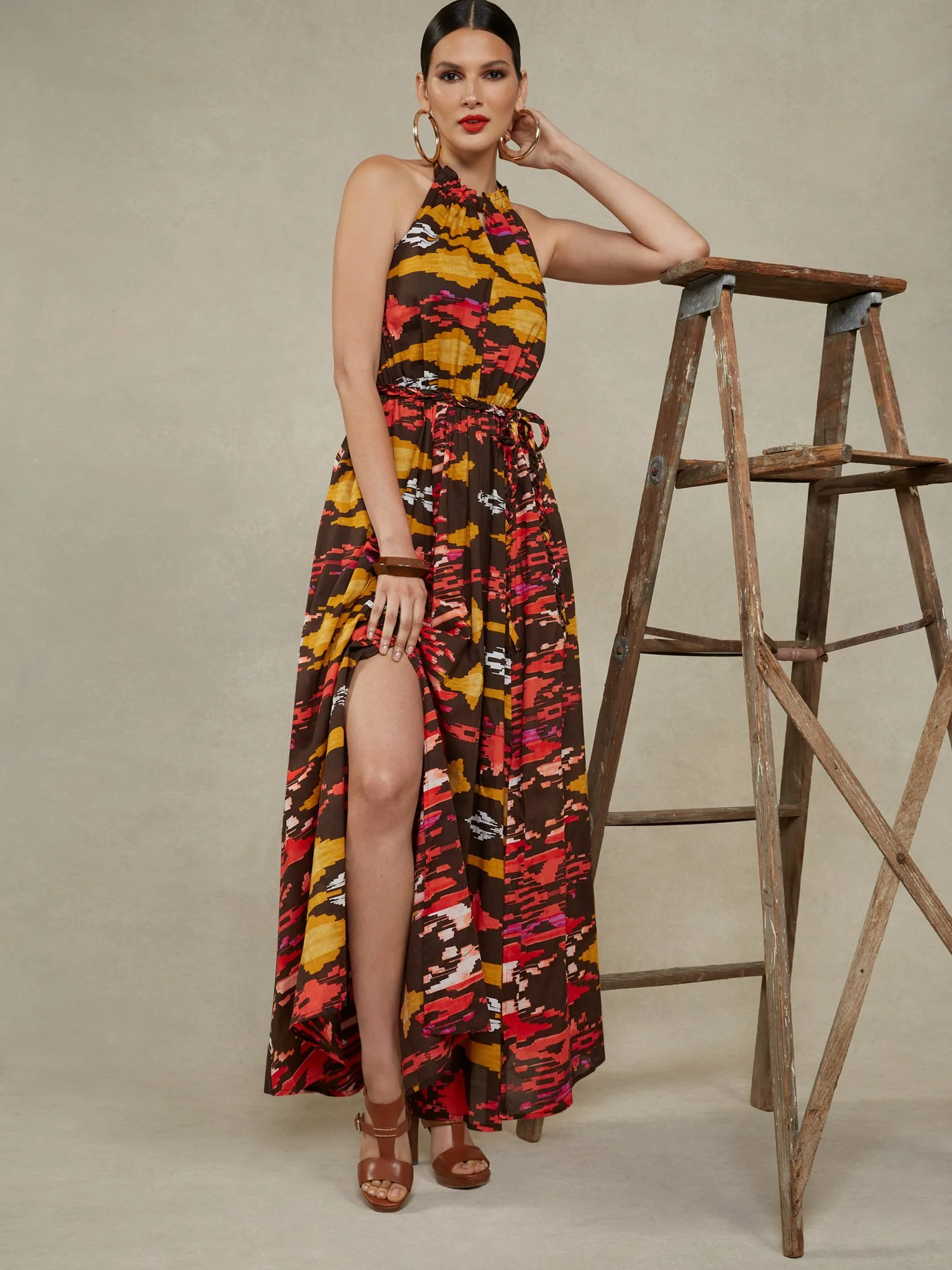 Tie-Neck Halter Maxi Dress - Image 4
