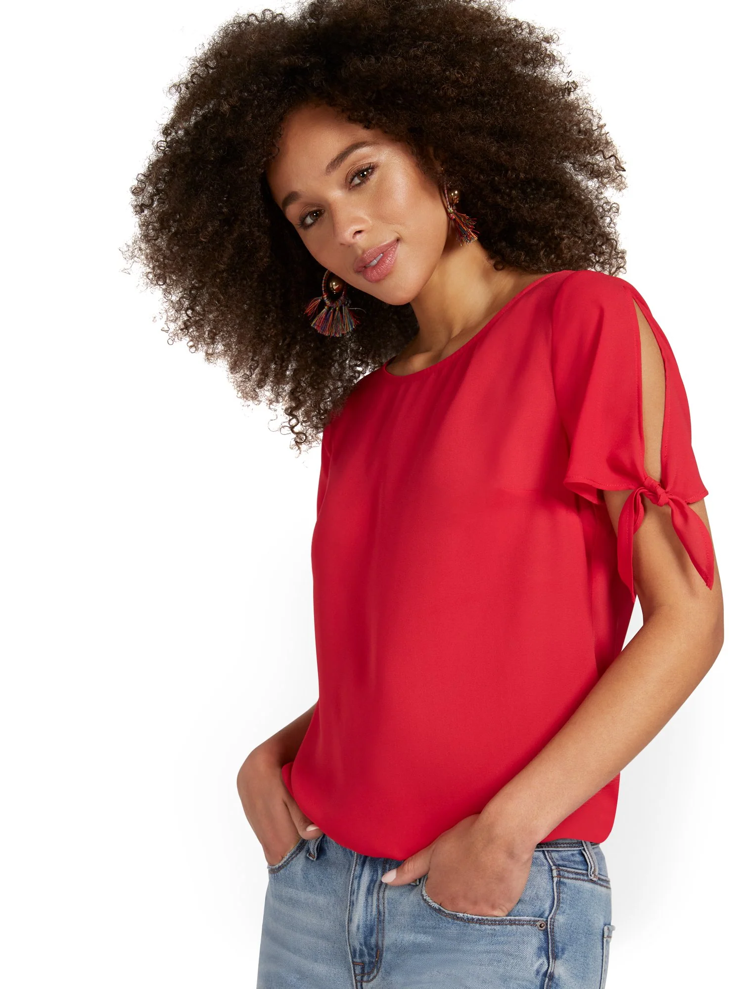 Tie-Sleeve Scoopneck Top - Image 11