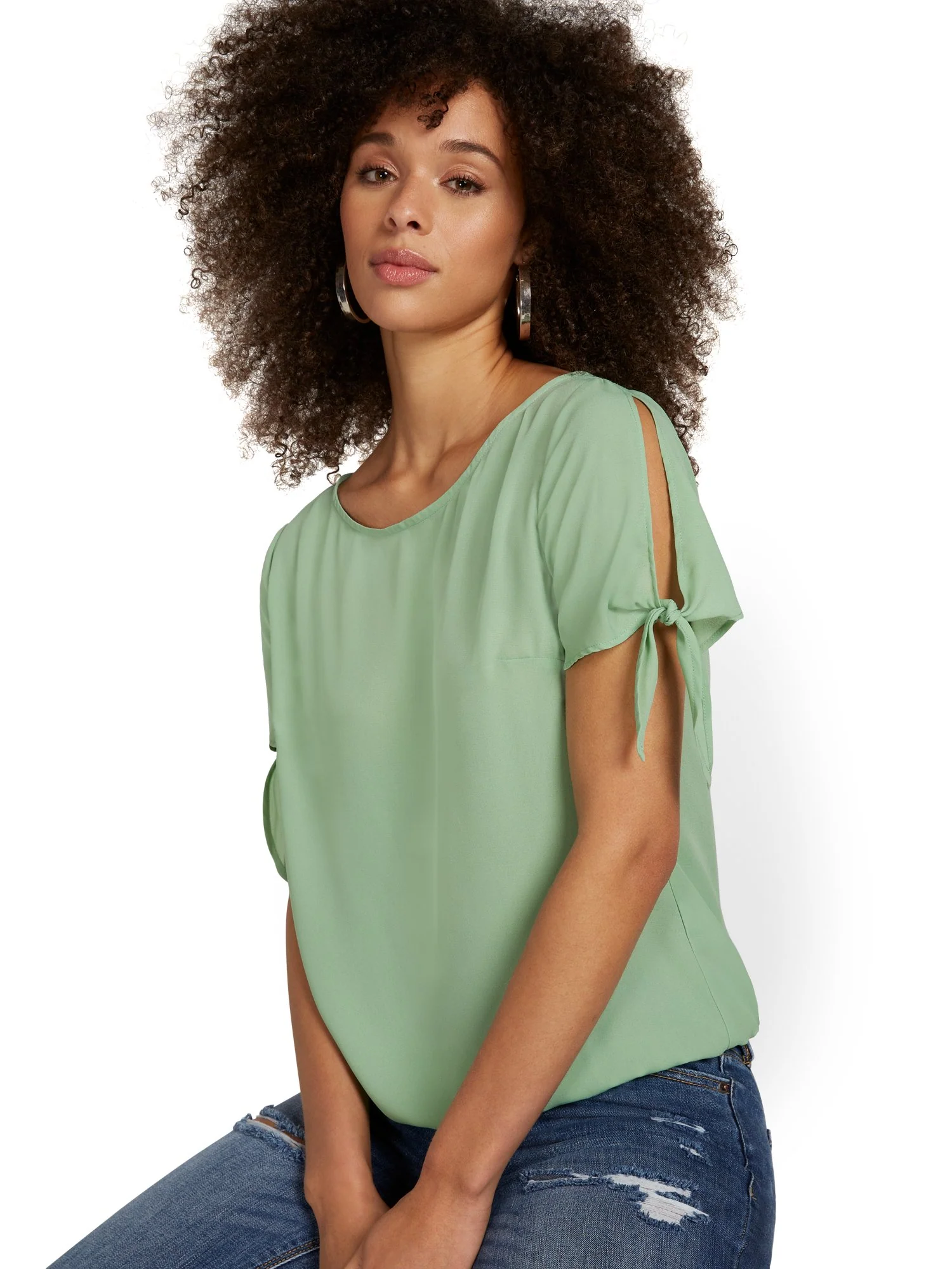 Tie-Sleeve Scoopneck Top - Image 15