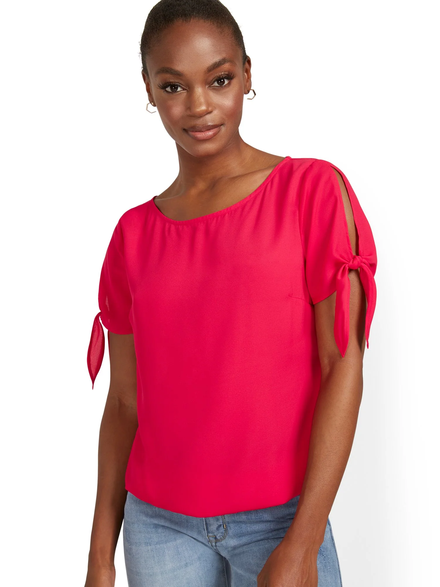 Tie-Sleeve Scoopneck Top - Image 5