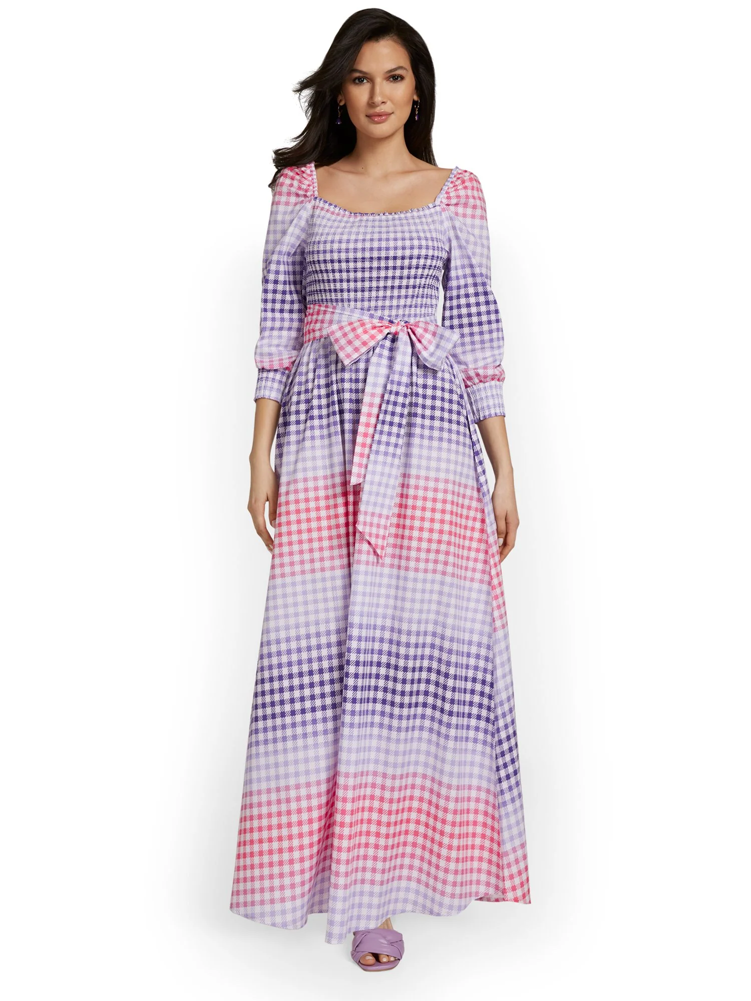 Tie-Waist Gingham Maxi Dress - Image 2