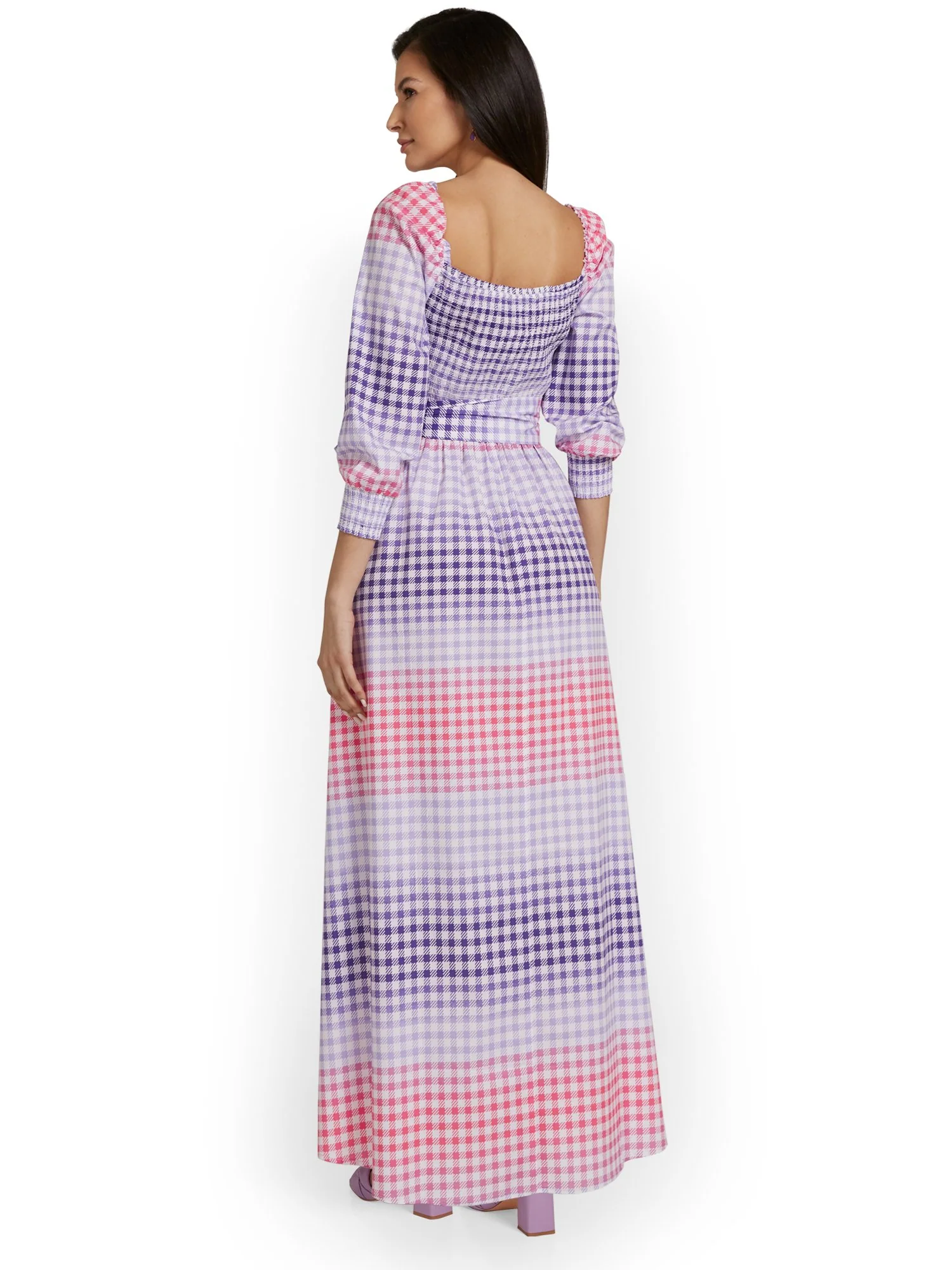 Tie-Waist Gingham Maxi Dress - Image 3