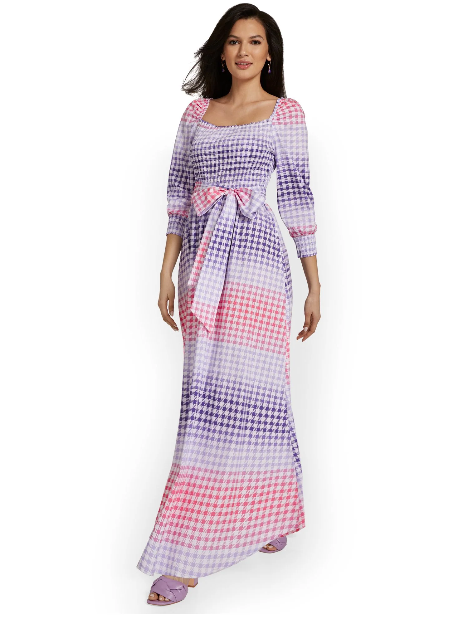 Tie-Waist Gingham Maxi Dress - Image 4