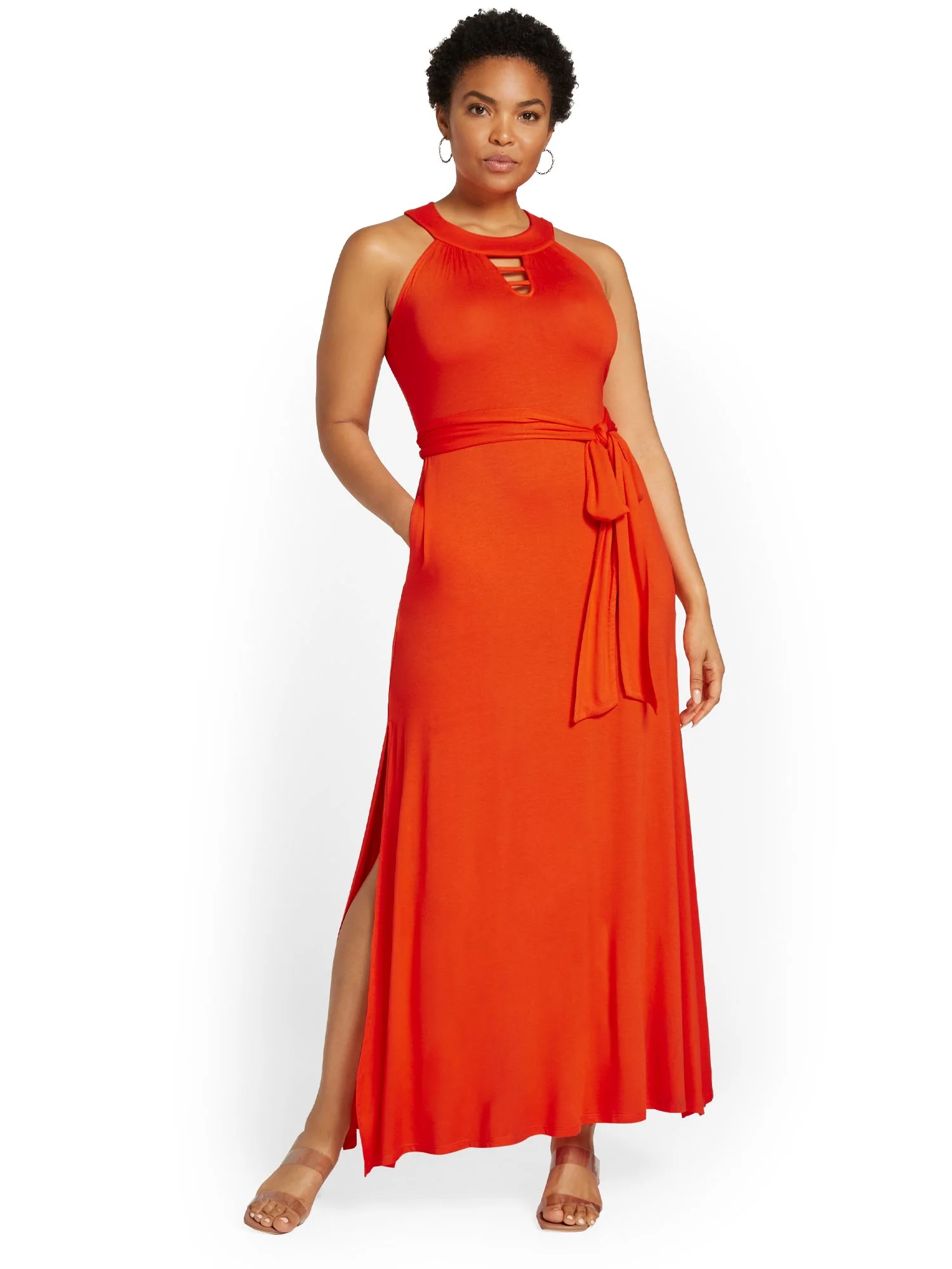 Tie-Waist Knit Maxi Dress - Image 5